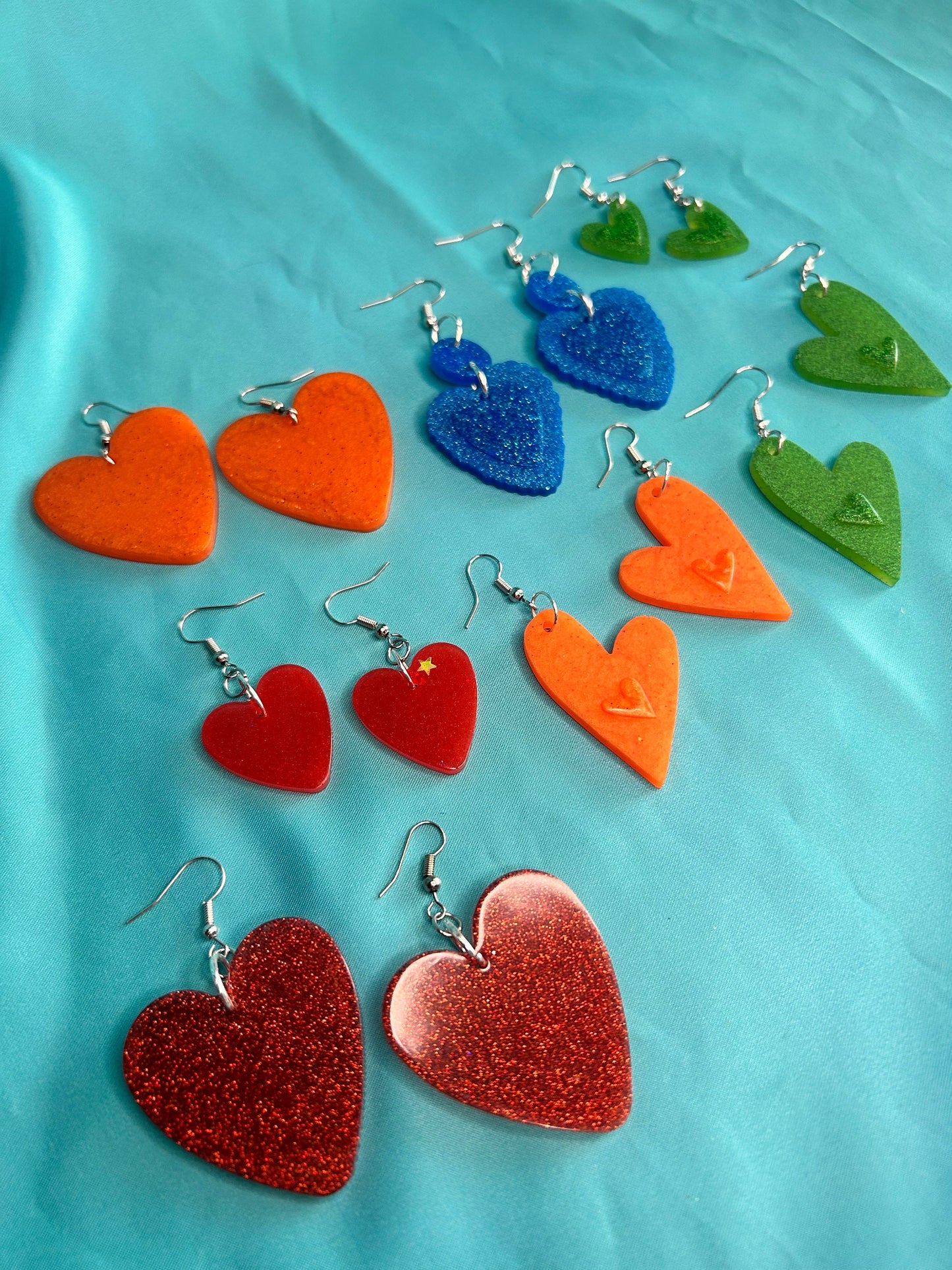 Heart Statement Earrings | Choose Your Style | Hook Backs | Good for Gauges Plugs Tunnels