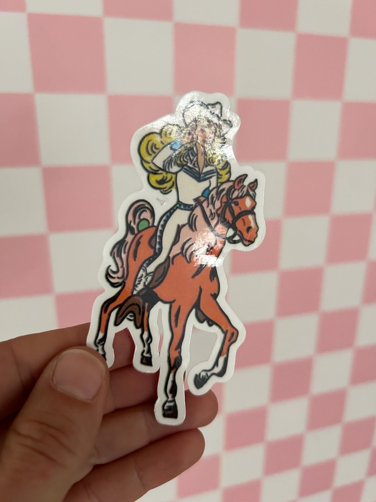 Cowboy Barbie with Horse Sticker | Choose Your Finish