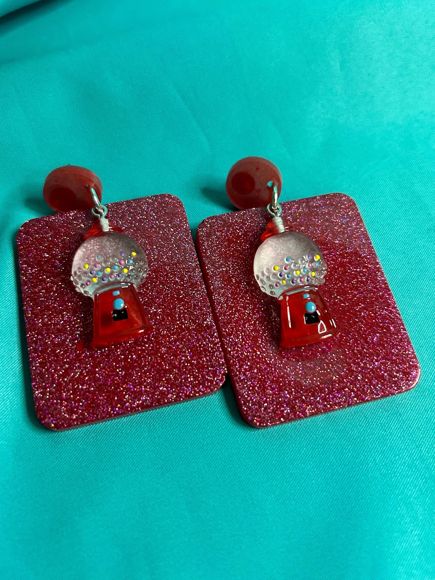 Gumball Earrings | Hubba Bubba or Red Square or Teardrop or Pink Teardrop or Oval