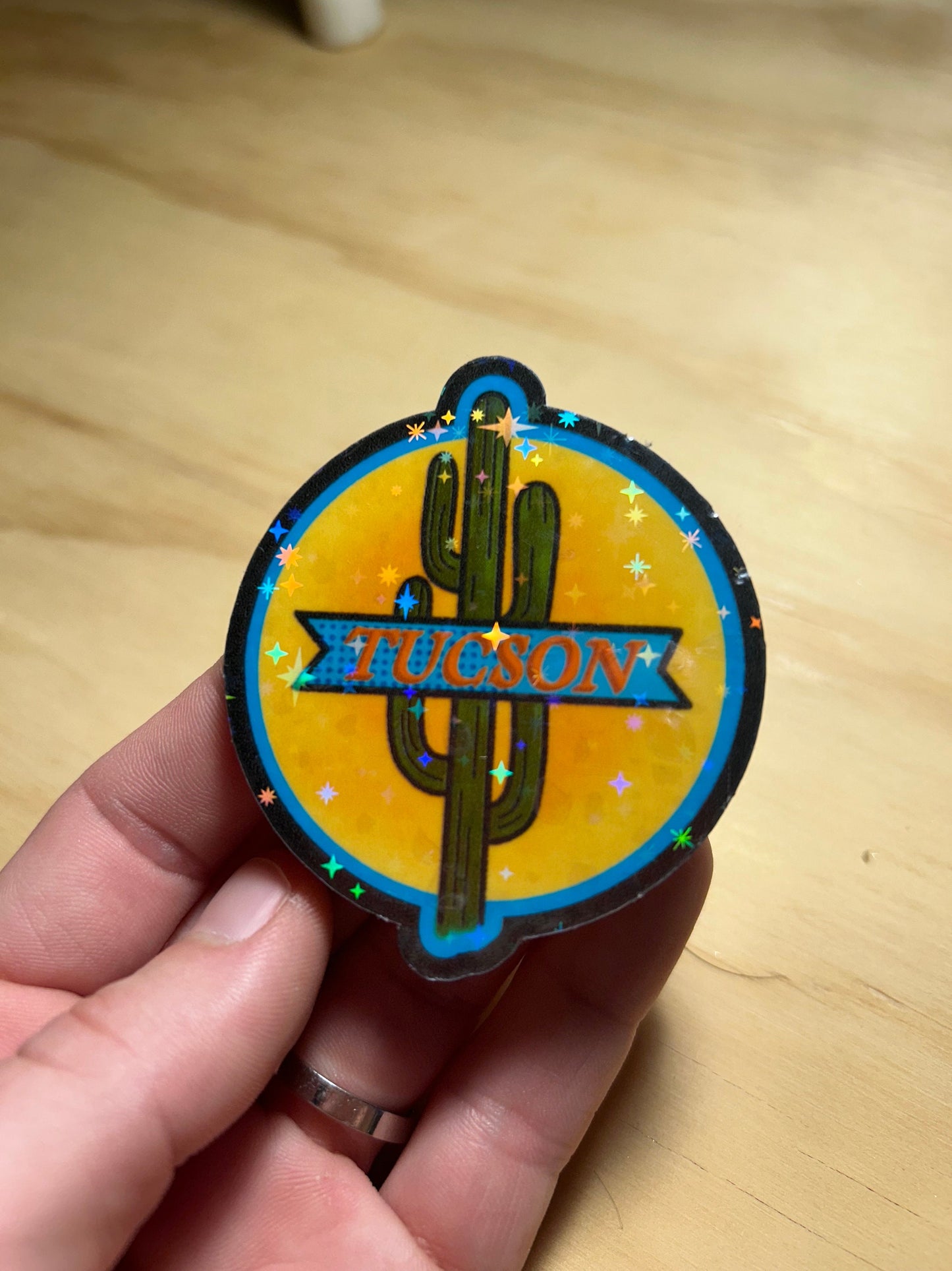 Tucson Banner Sticker with Saguaro Cactus