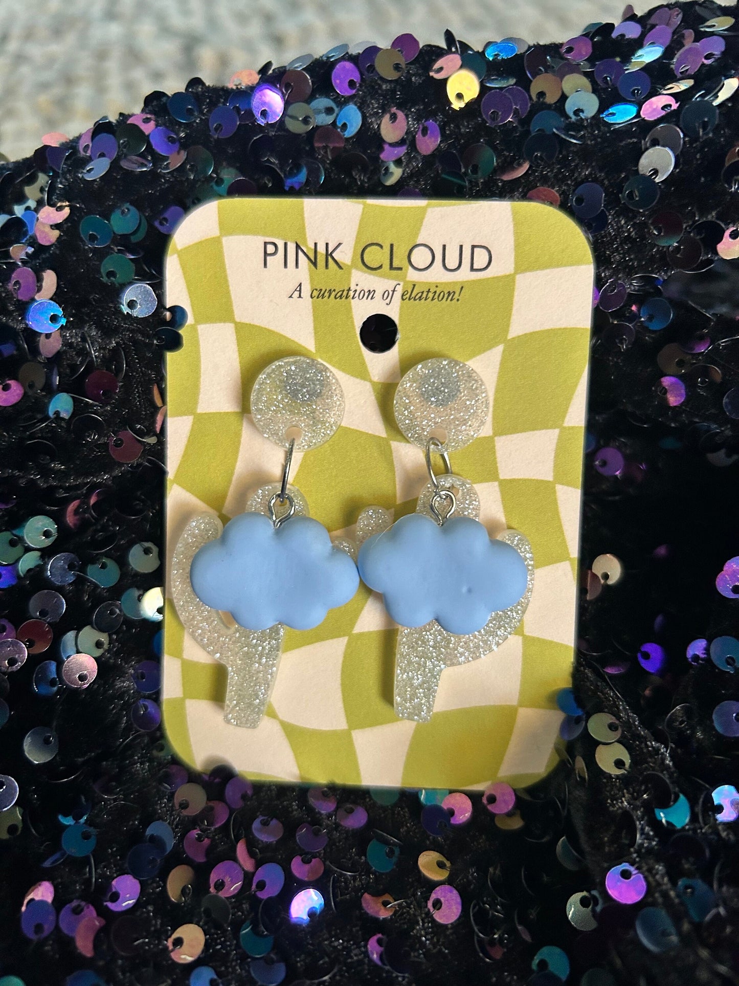 Saguaro Cactus and Cloud Earrings | Blue, Silver and Pink, Pink and Orange