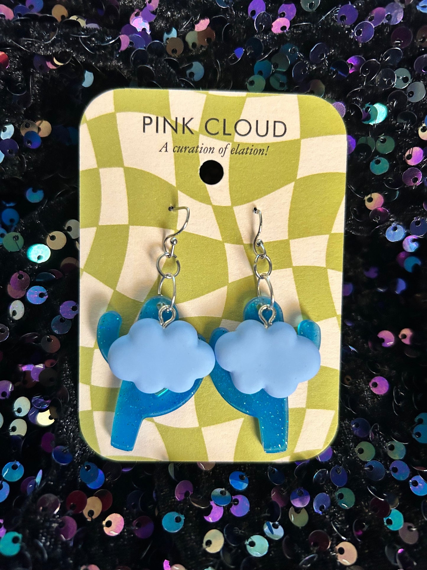 Saguaro Cactus and Cloud Earrings | Blue, Silver and Pink, Pink and Orange