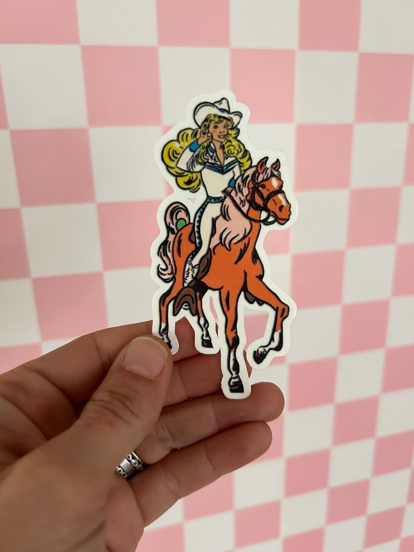 Cowboy Barbie with Horse Sticker | Choose Your Finish