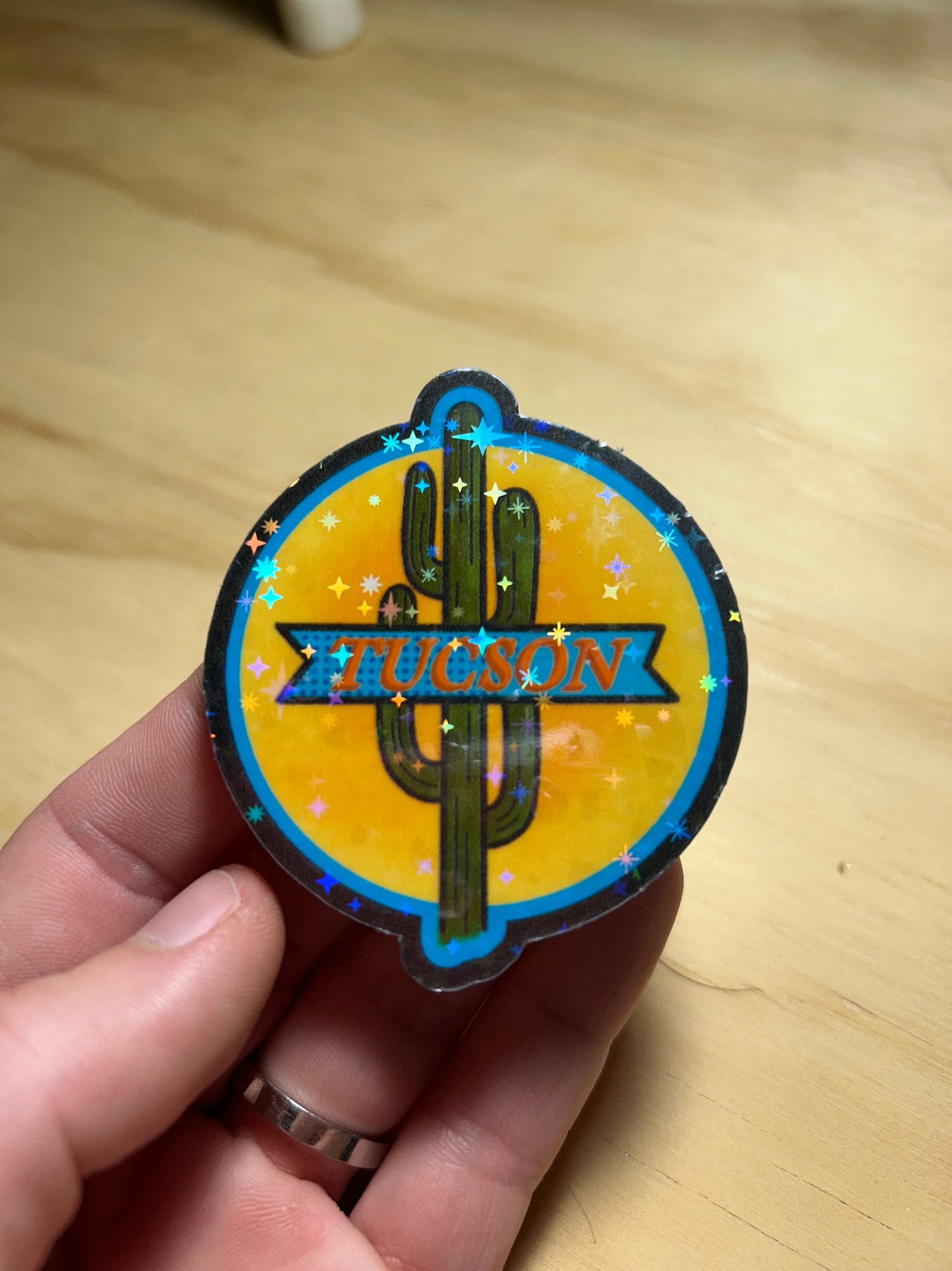 Tucson Banner Sticker with Saguaro Cactus