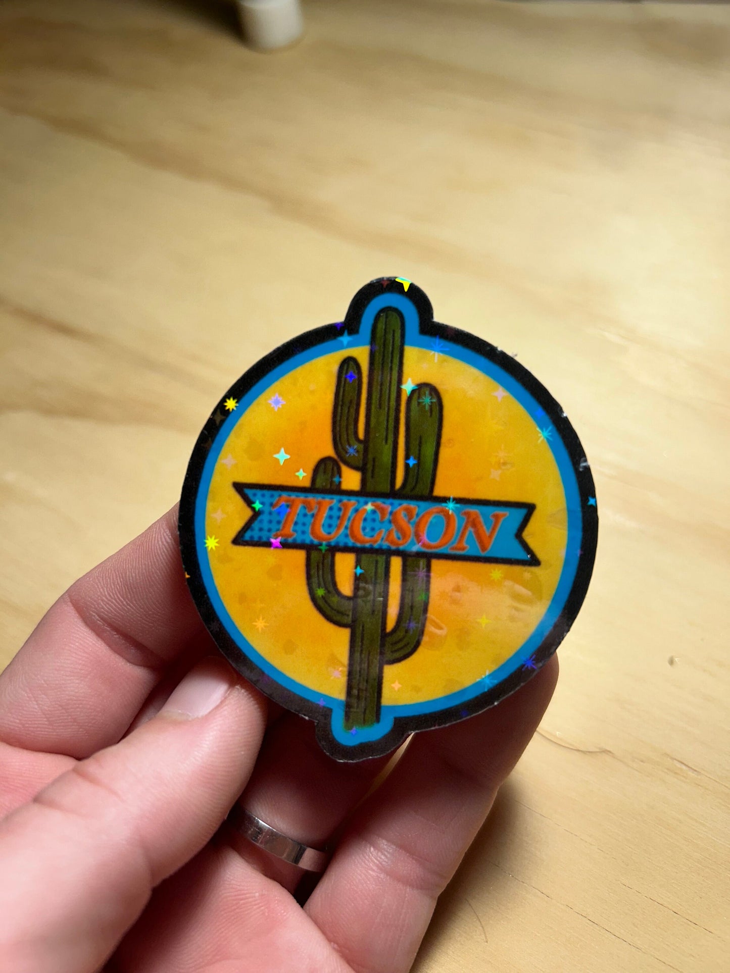 Tucson Banner Sticker with Saguaro Cactus