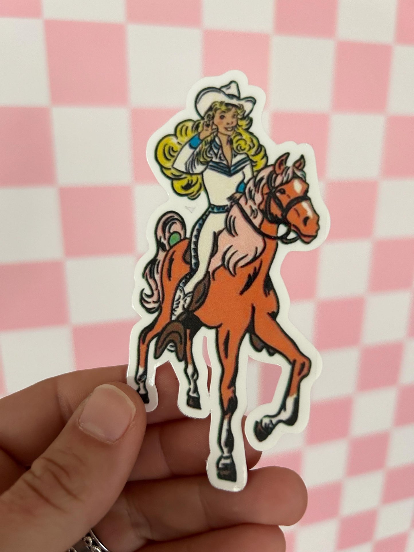 Cowboy Barbie with Horse Sticker | Choose Your Finish