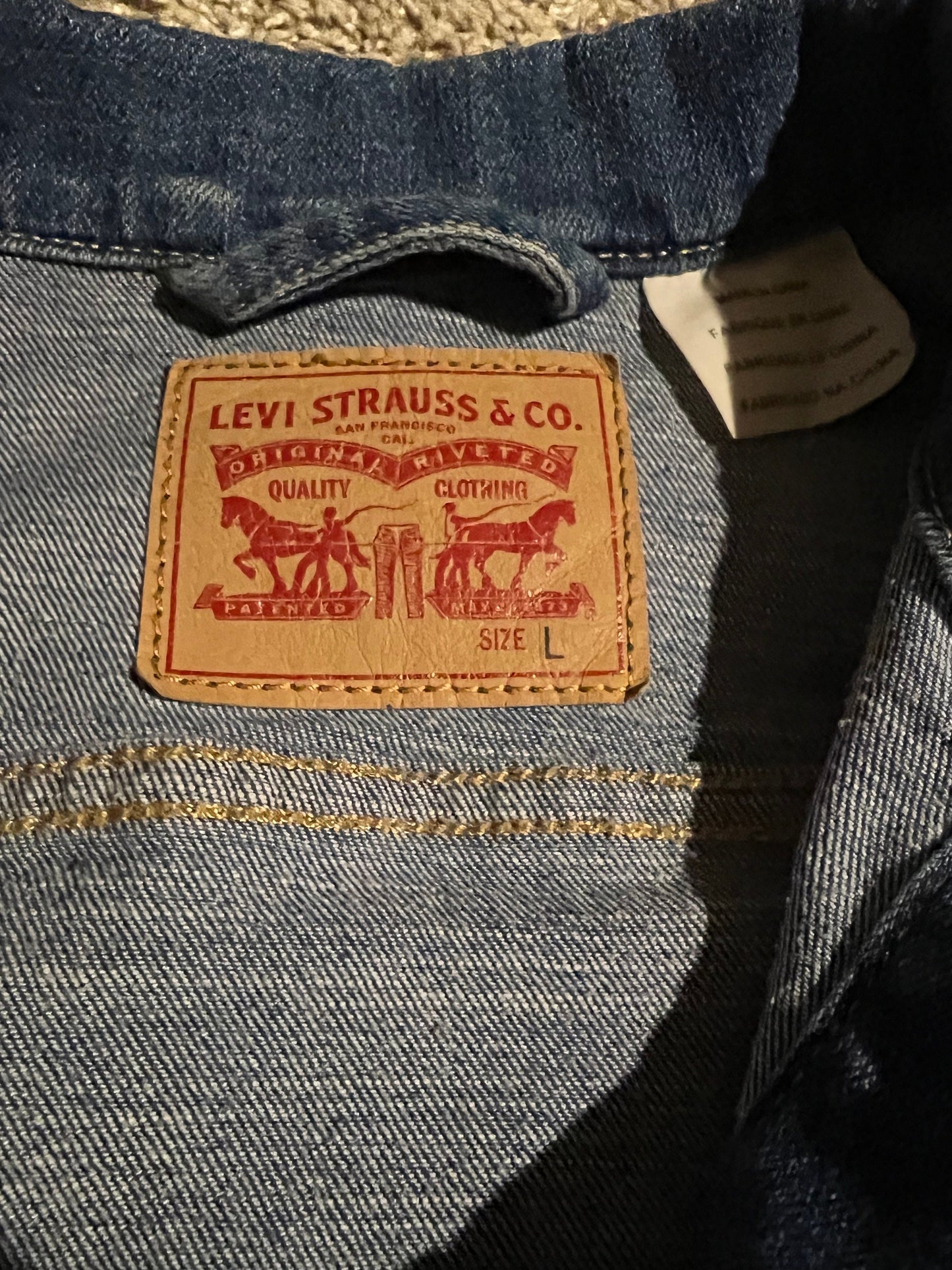 Levi’s Denim Ladies Large Jacket | Upcycled with Glitter Snakes