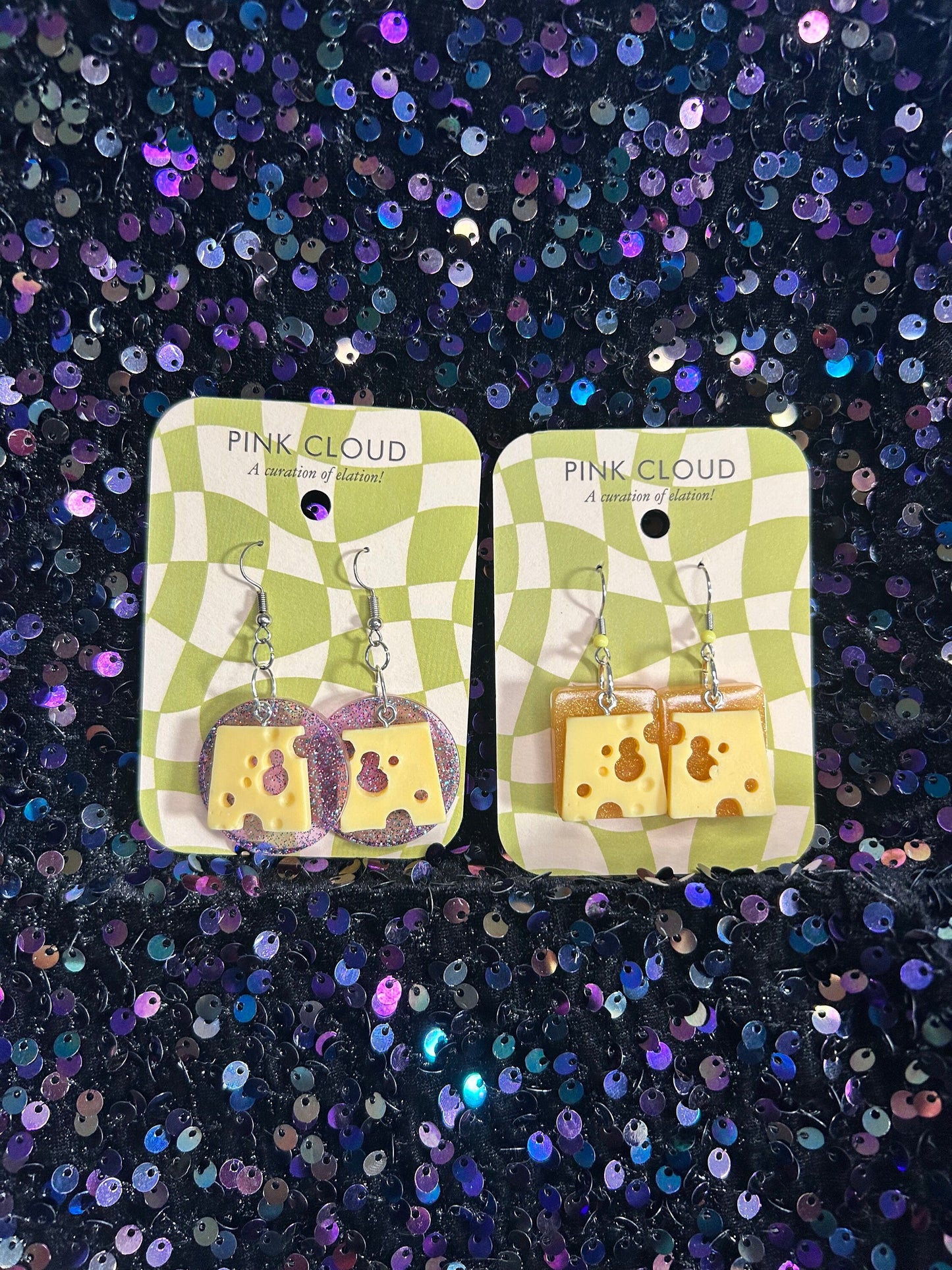 Swiss Cheese Earrings | Gold or Purple