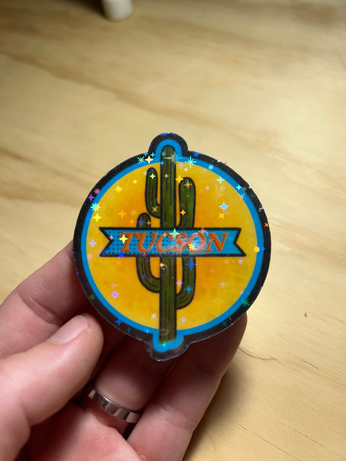 Tucson Banner Sticker with Saguaro Cactus