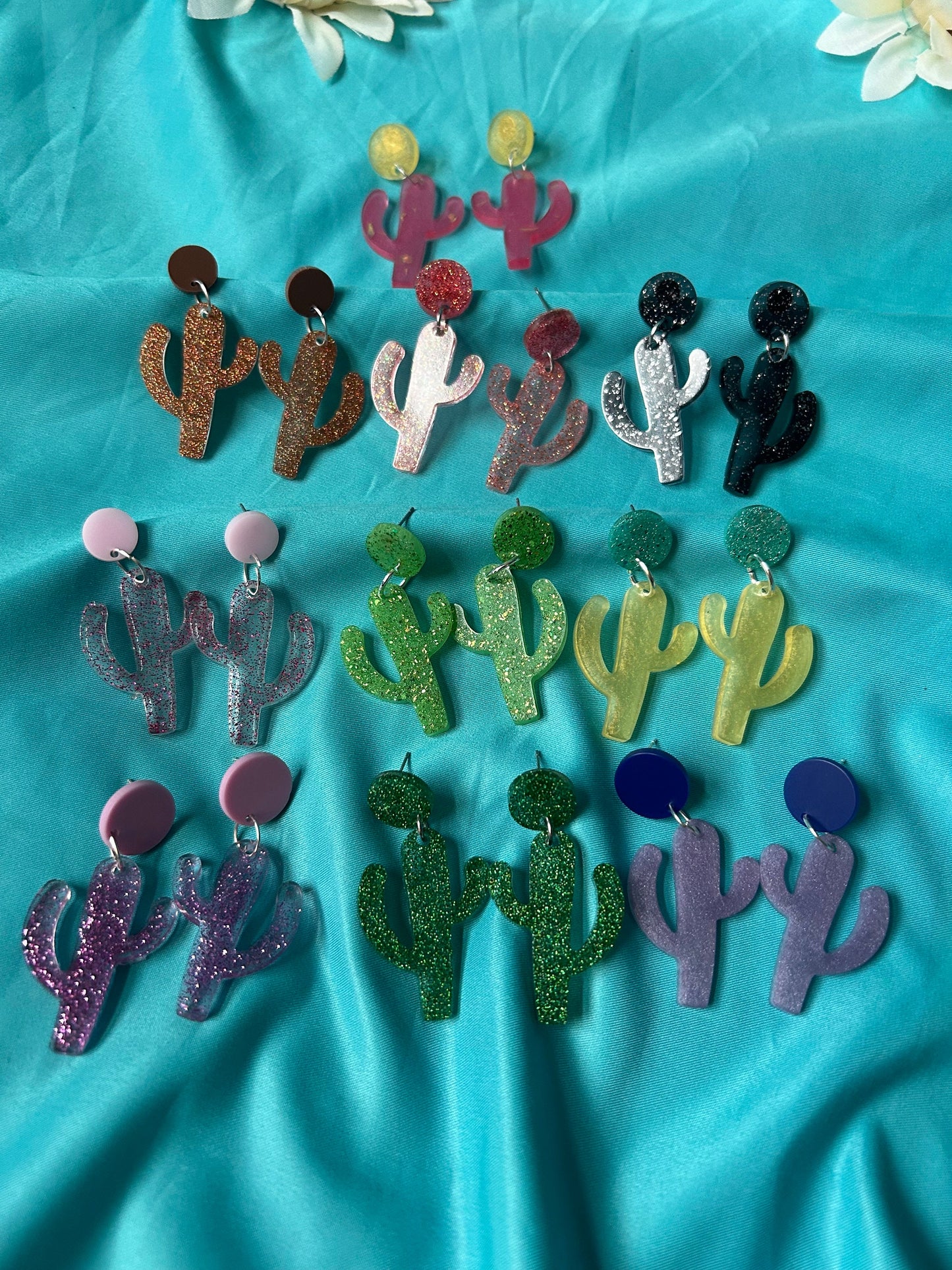 Cactus Earrings | Choose Your Color | Circle Push Back