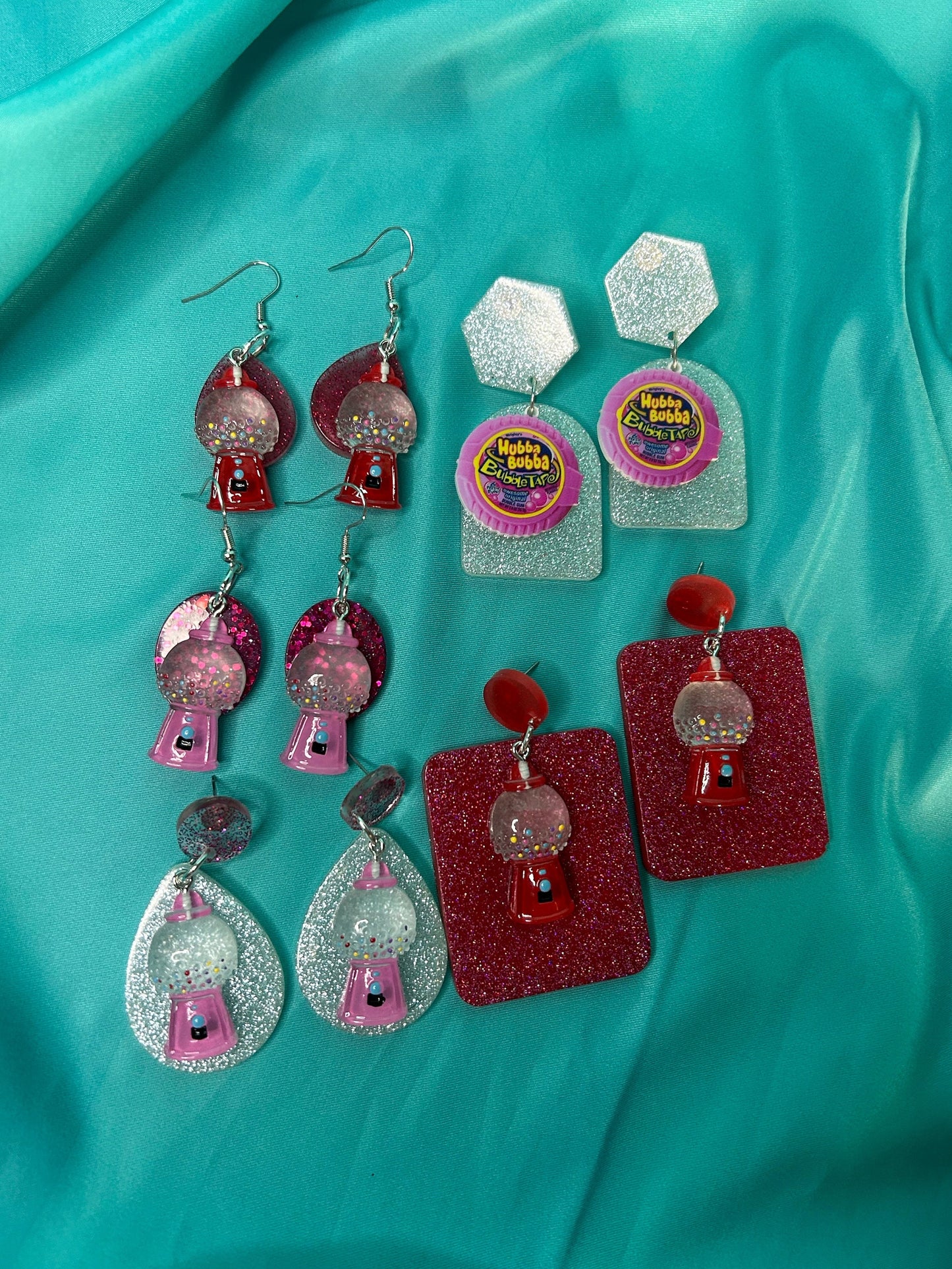 Gumball Earrings | Hubba Bubba or Red Square or Teardrop or Pink Teardrop or Oval