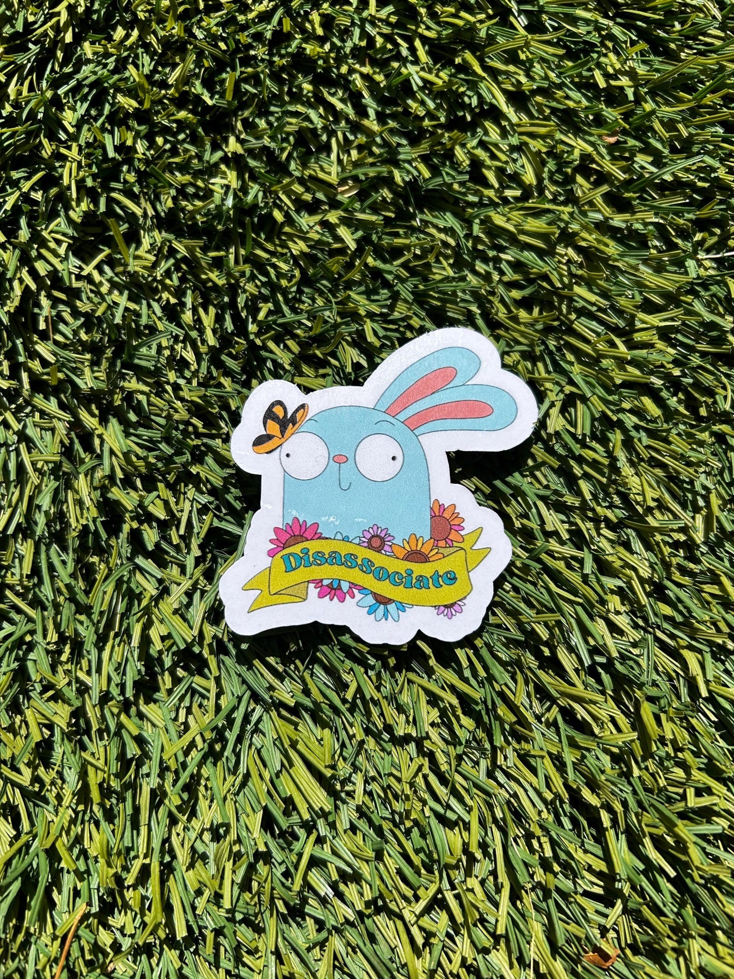 Disassociate | Kiff fan art | Barry Buns Bunny | sticker or magnet | glossy or holographic and size options