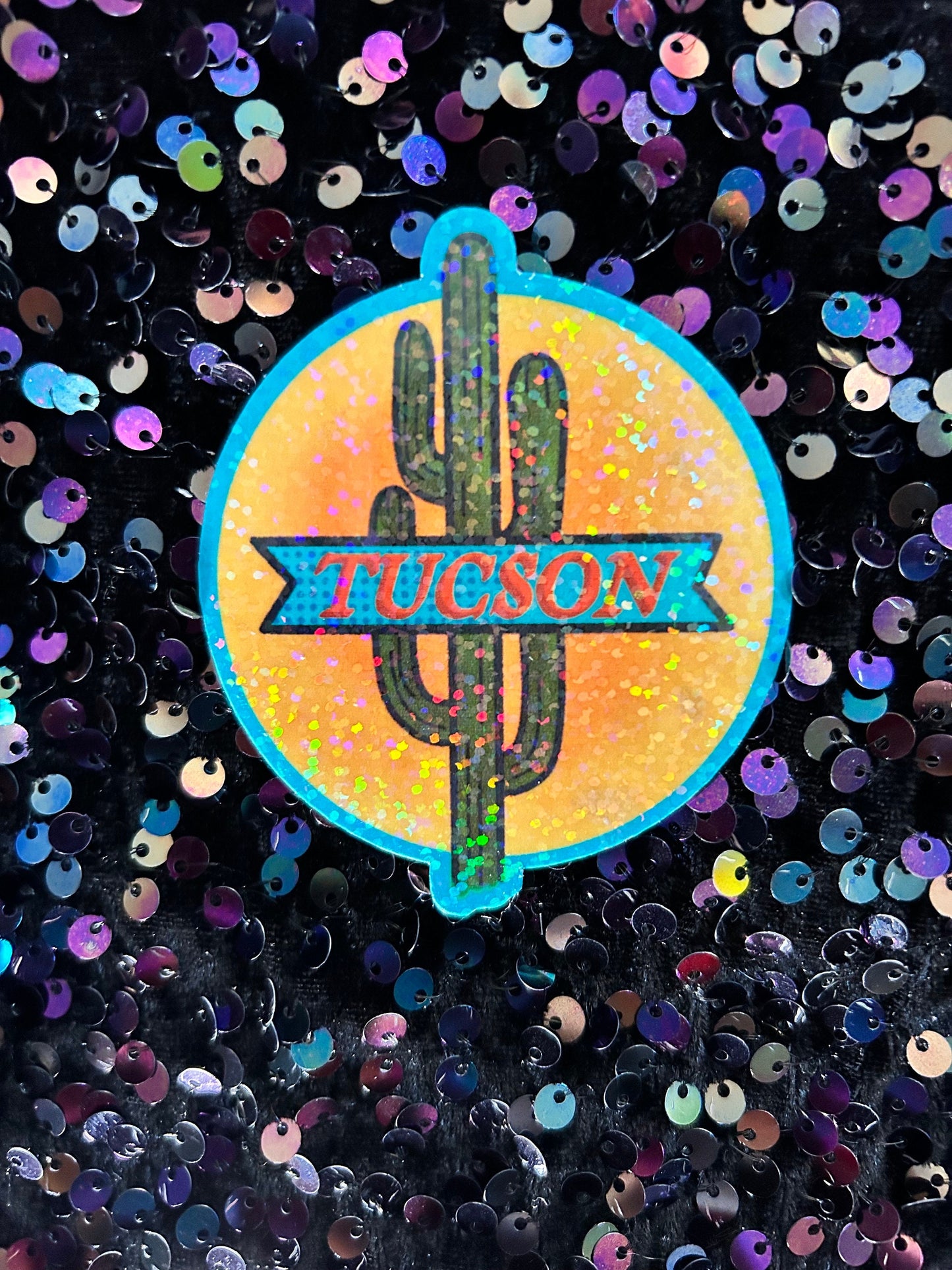 Tucson Banner Sticker with Saguaro Cactus