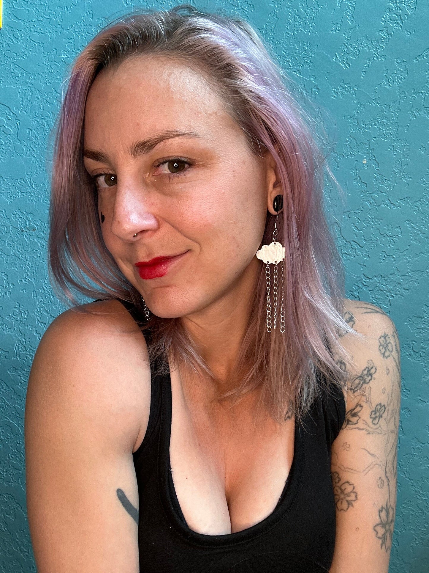 Cloud Earrings | Pearleascent with Dangle Chain Rain