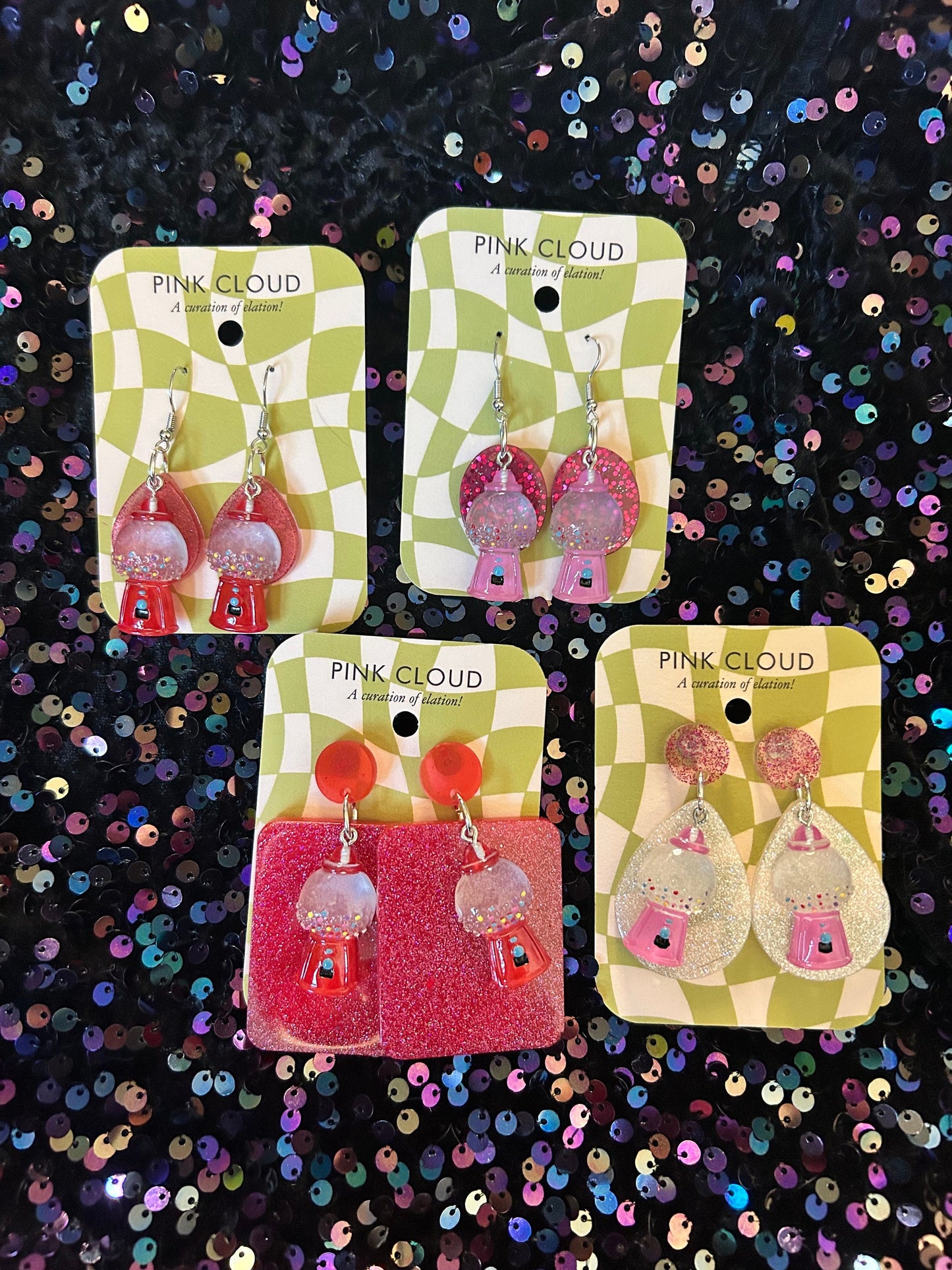 Gumball Earrings | Hubba Bubba or Red Square or Teardrop or Pink Teardrop or Oval