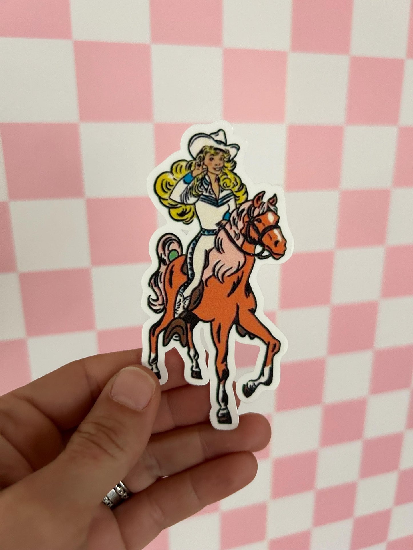 Cowboy Barbie with Horse Sticker | Choose Your Finish