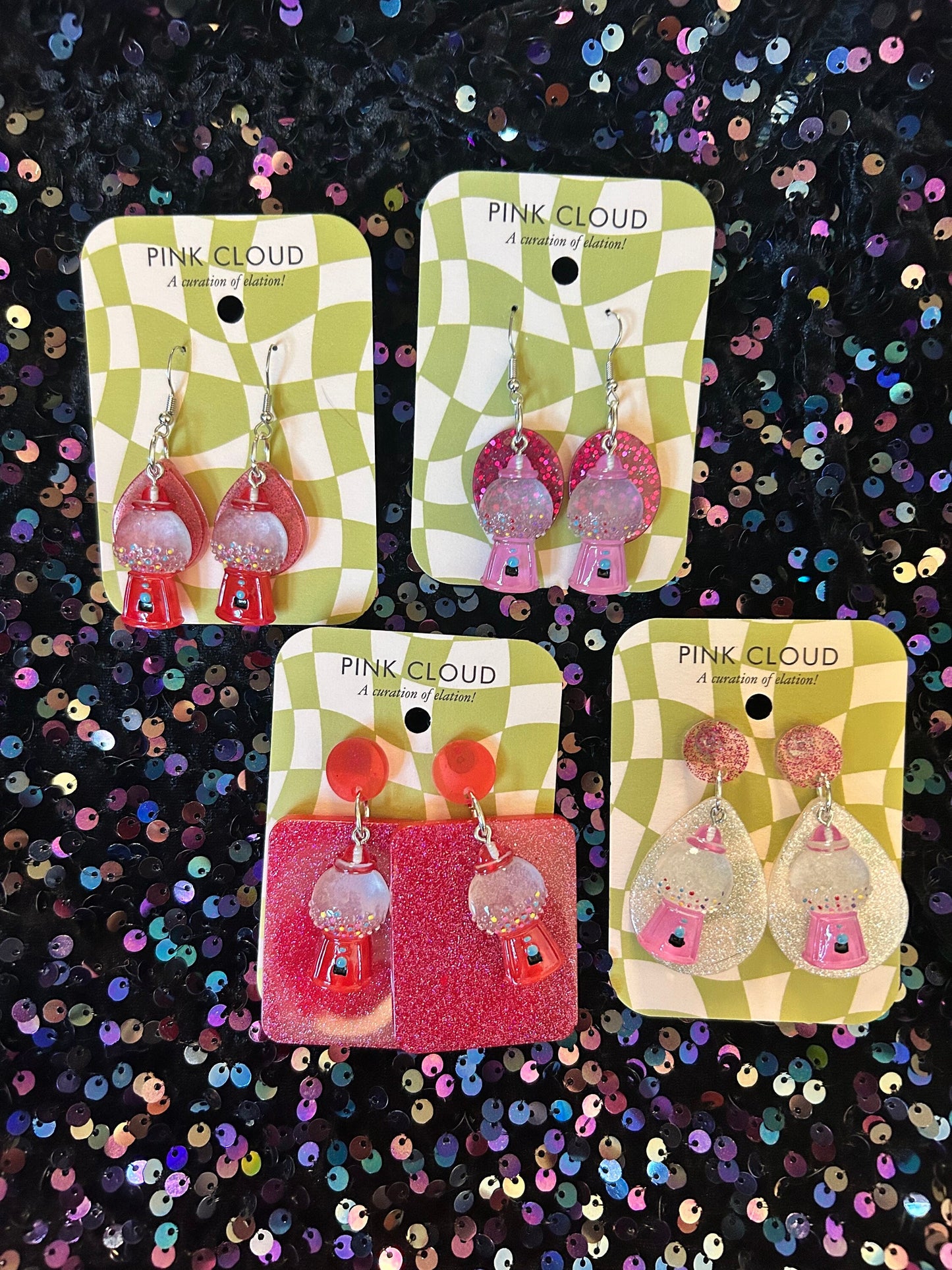 Gumball Earrings | Hubba Bubba or Red Square or Teardrop or Pink Teardrop or Oval