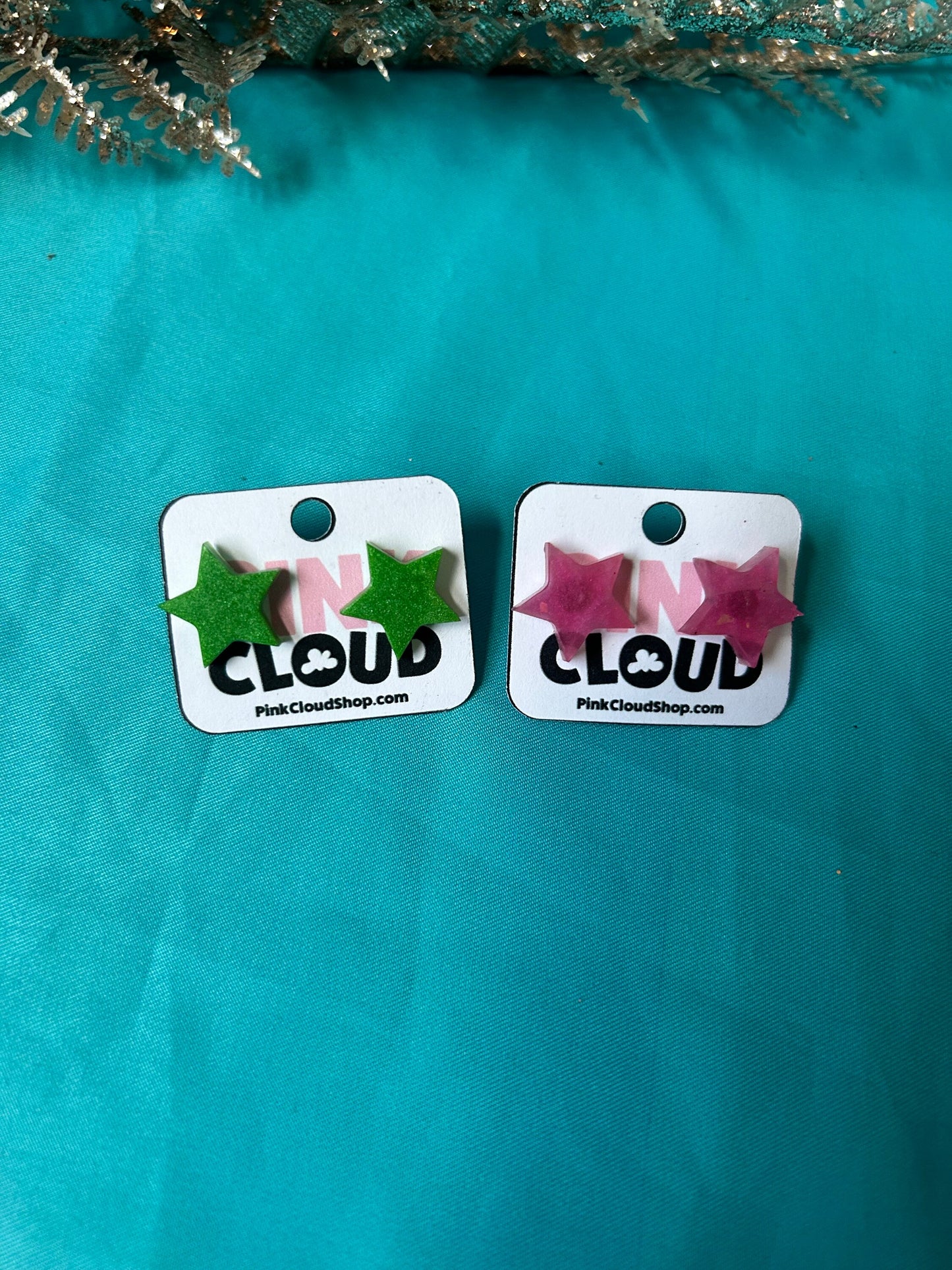 Small glitter resin star earrings stud earrings cute post back holographic