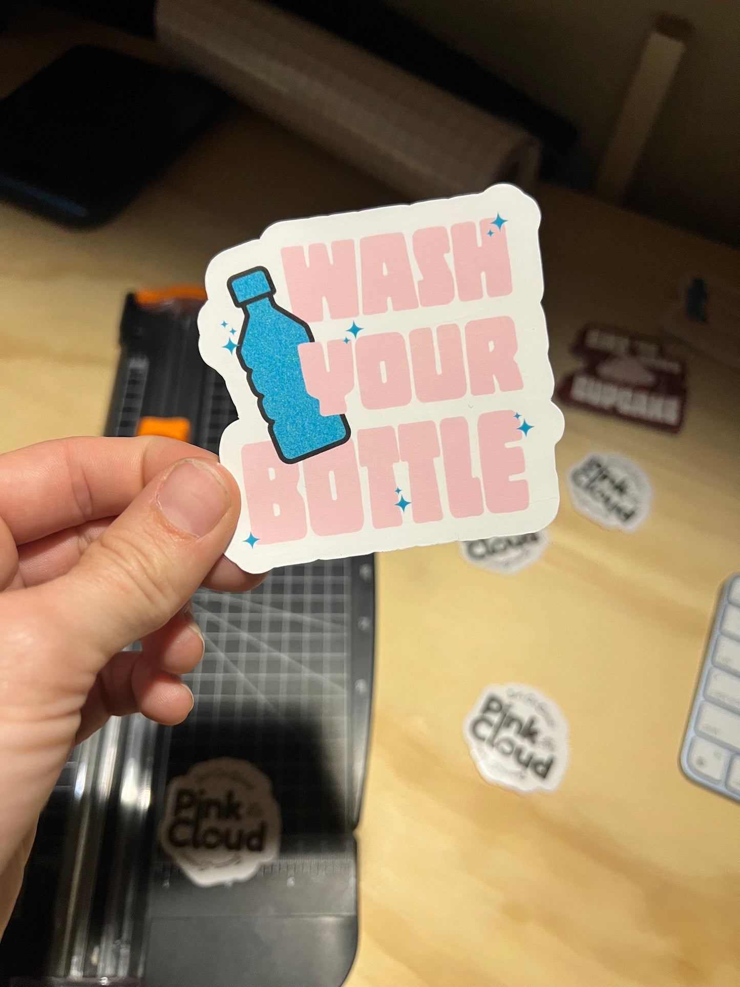 Wash Your Bottle Sticker heavy duty outdoor clear glossy holographic