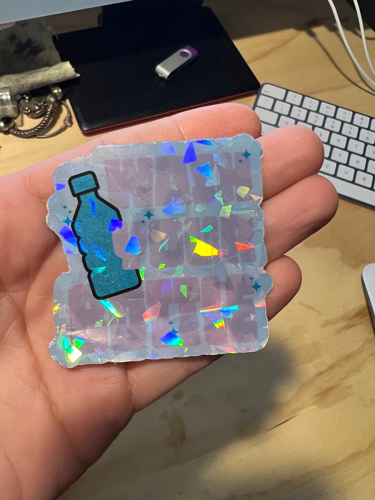 Wash Your Bottle Sticker heavy duty outdoor clear glossy holographic