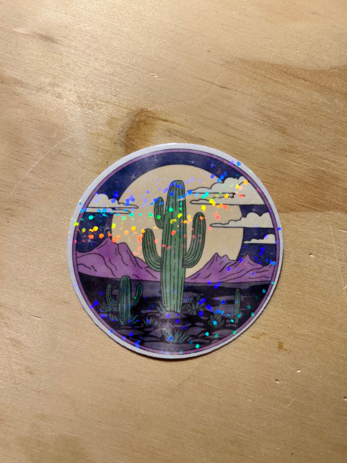 Nighttime Saguaro Silhouette Sticker | Tucson, Arizona Landscape