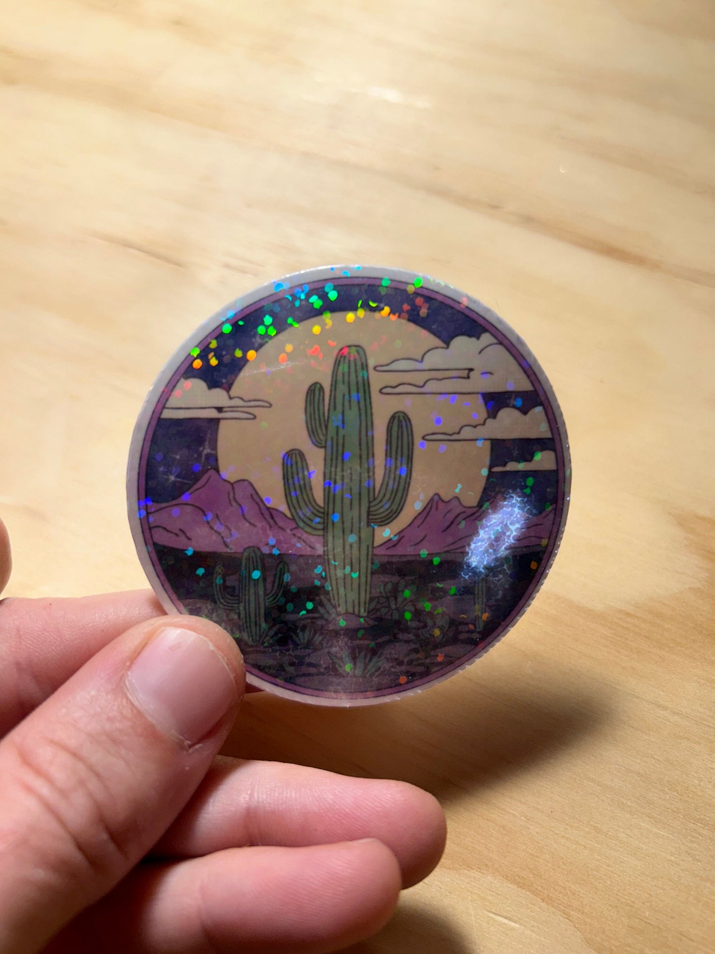Nighttime Saguaro Silhouette Sticker | Tucson, Arizona Landscape
