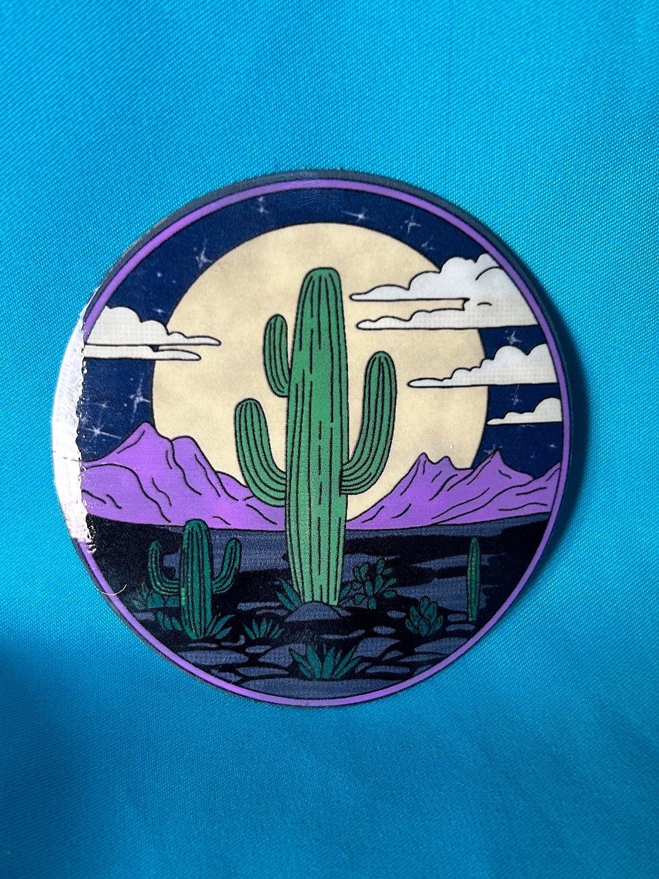 Nighttime Saguaro Silhouette Sticker | Tucson, Arizona Landscape