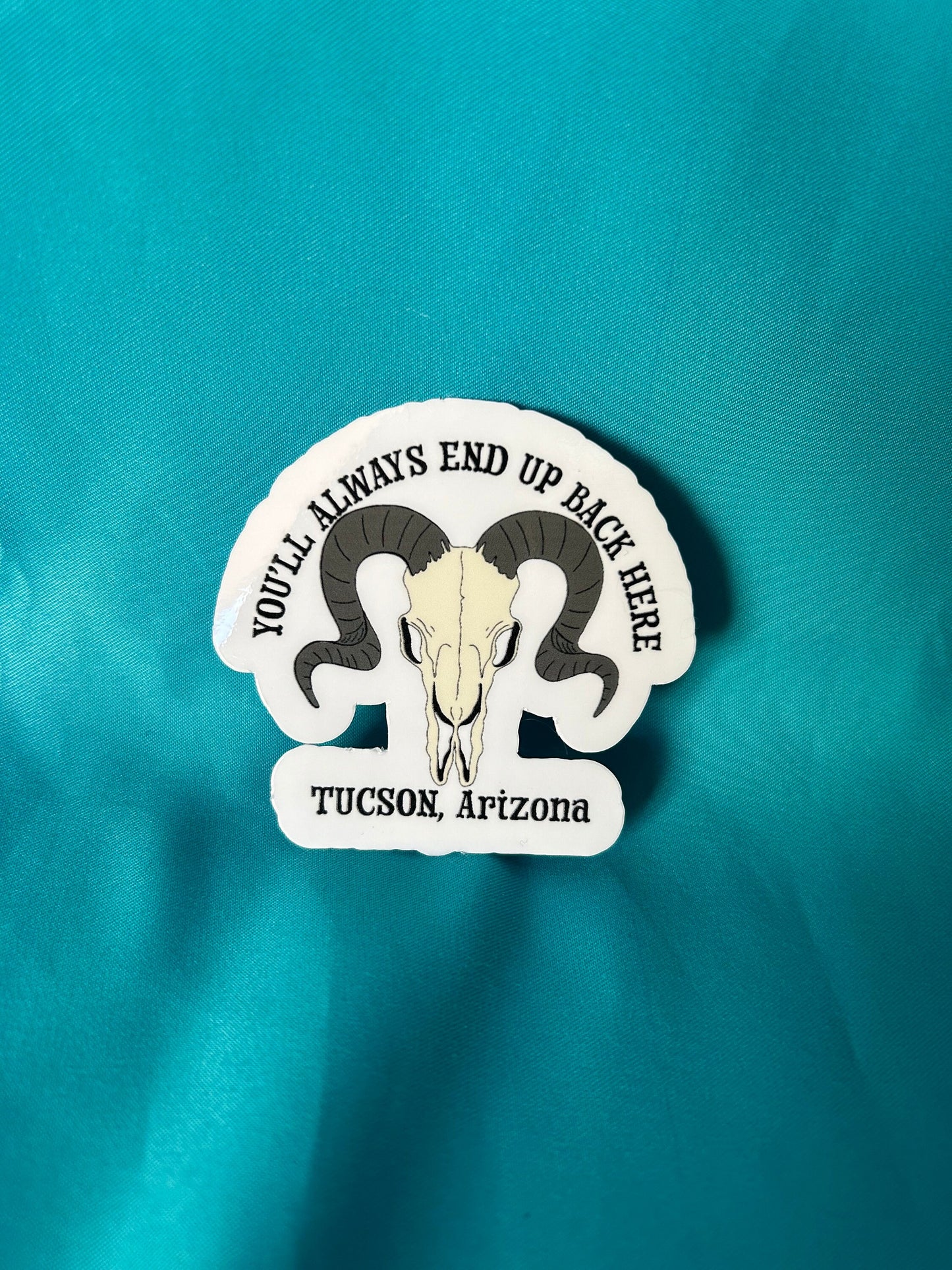 Tucson Cow Skull Sticker: Holographic Hand-Drawn Decal
