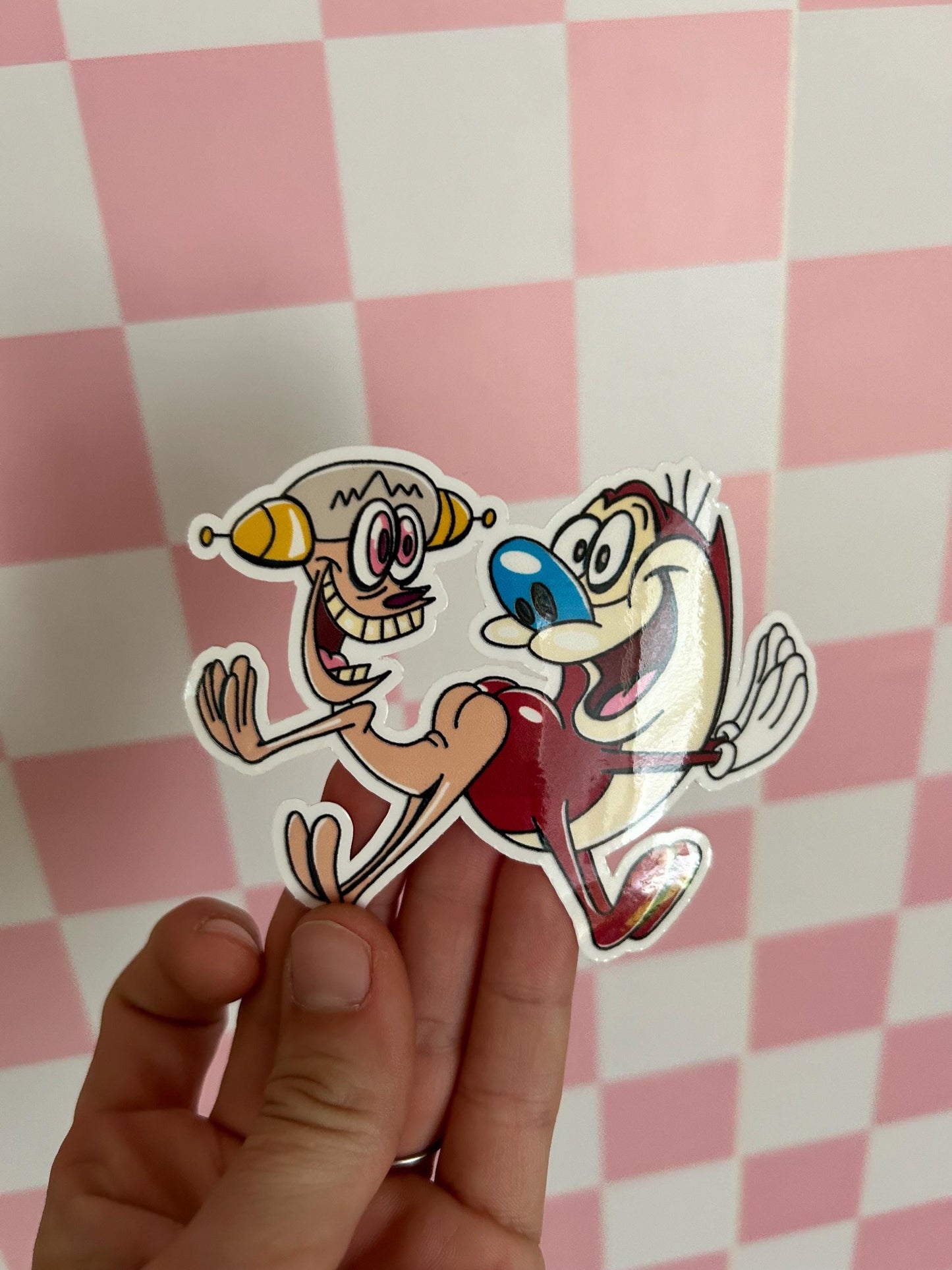 Ren and Stimpy Sticker: Glossy or Holographic Finish