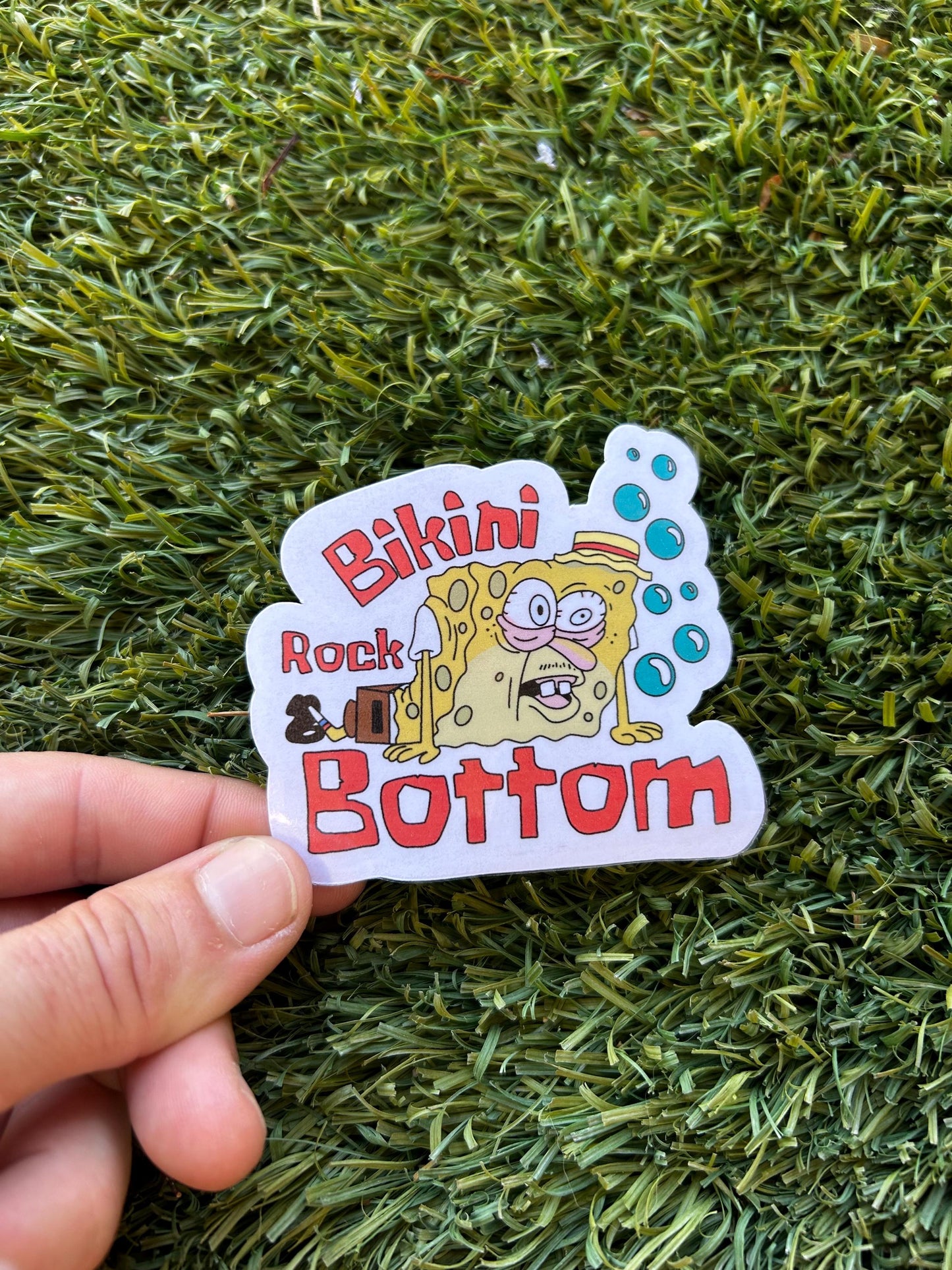Bikini Rock Bottom Sticker | Recovery and Sobriety Humor | Choose your Size and Finish
