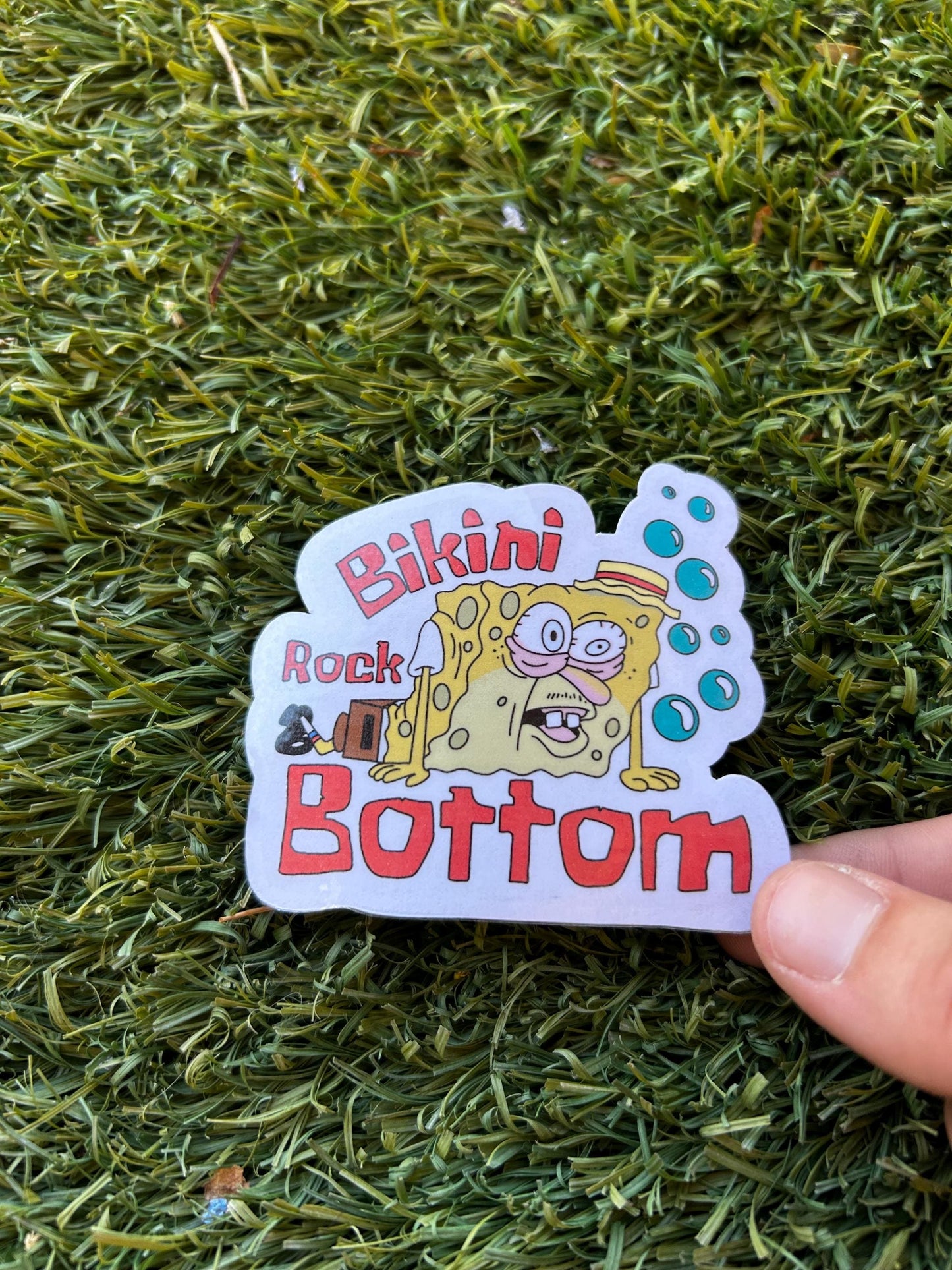 Bikini Rock Bottom Sticker | Recovery and Sobriety Humor | Choose your Size and Finish