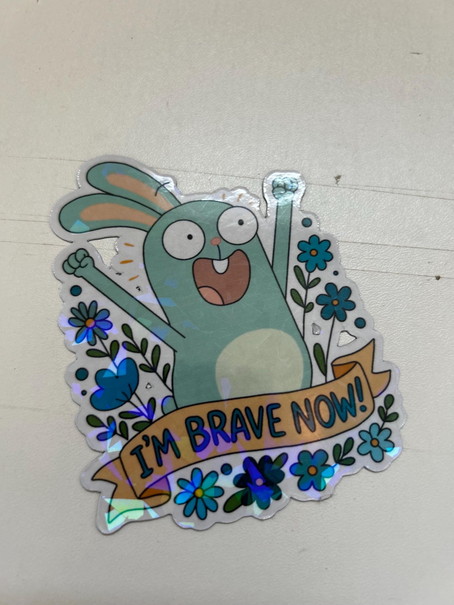 I’m brave now | Kiff fan art | Barry Buns Bunny | sticker or magnet | glossy or holographic and size options