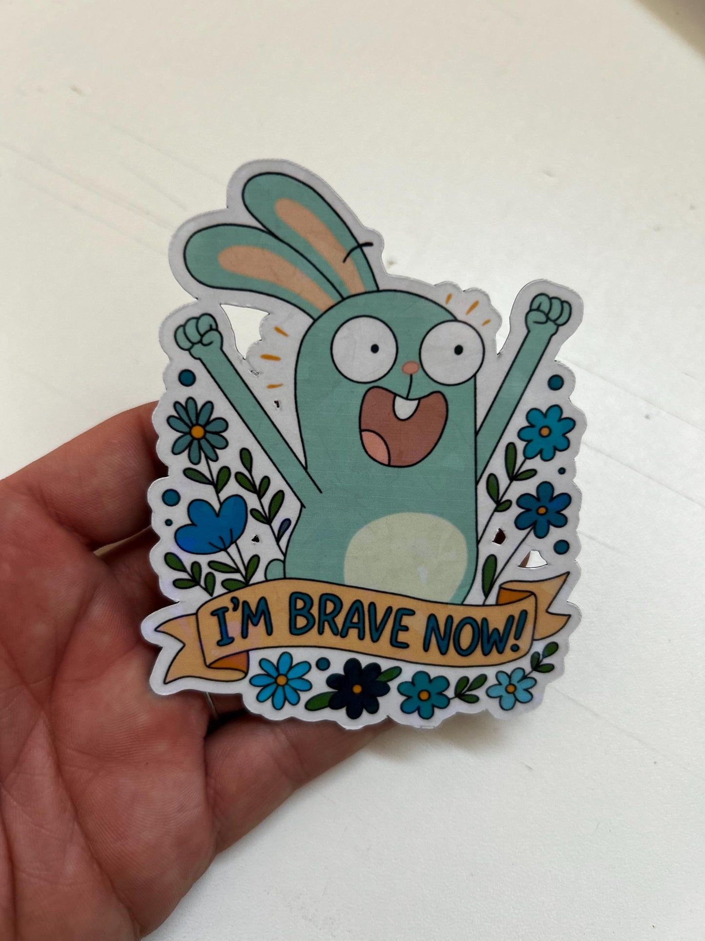 I’m brave now | Kiff fan art | Barry Buns Bunny | sticker or magnet | glossy or holographic and size options