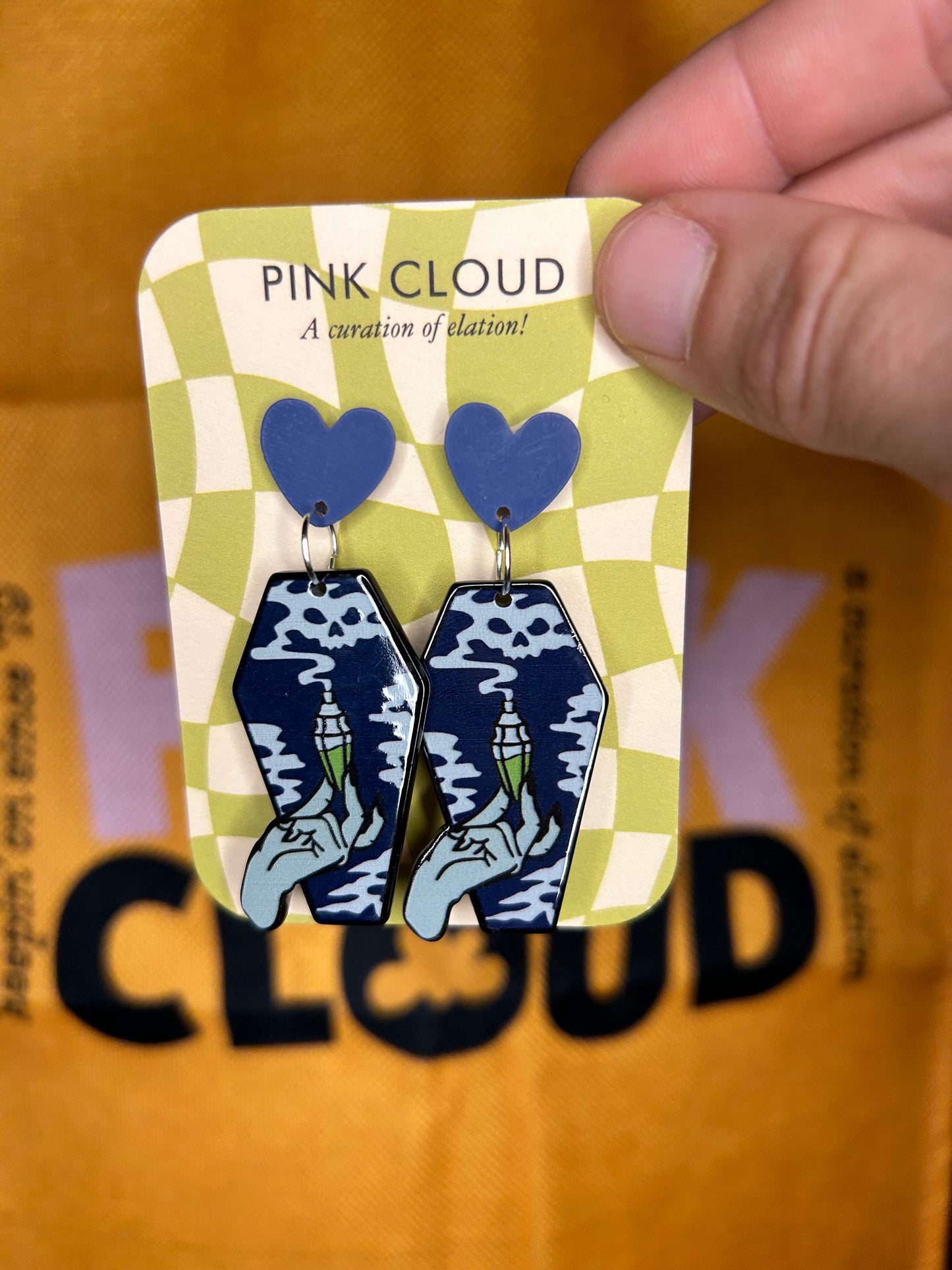 Tarot Style Coffin Shaped Earrings | Blue, Red, Purple or Grey | You Choose Style