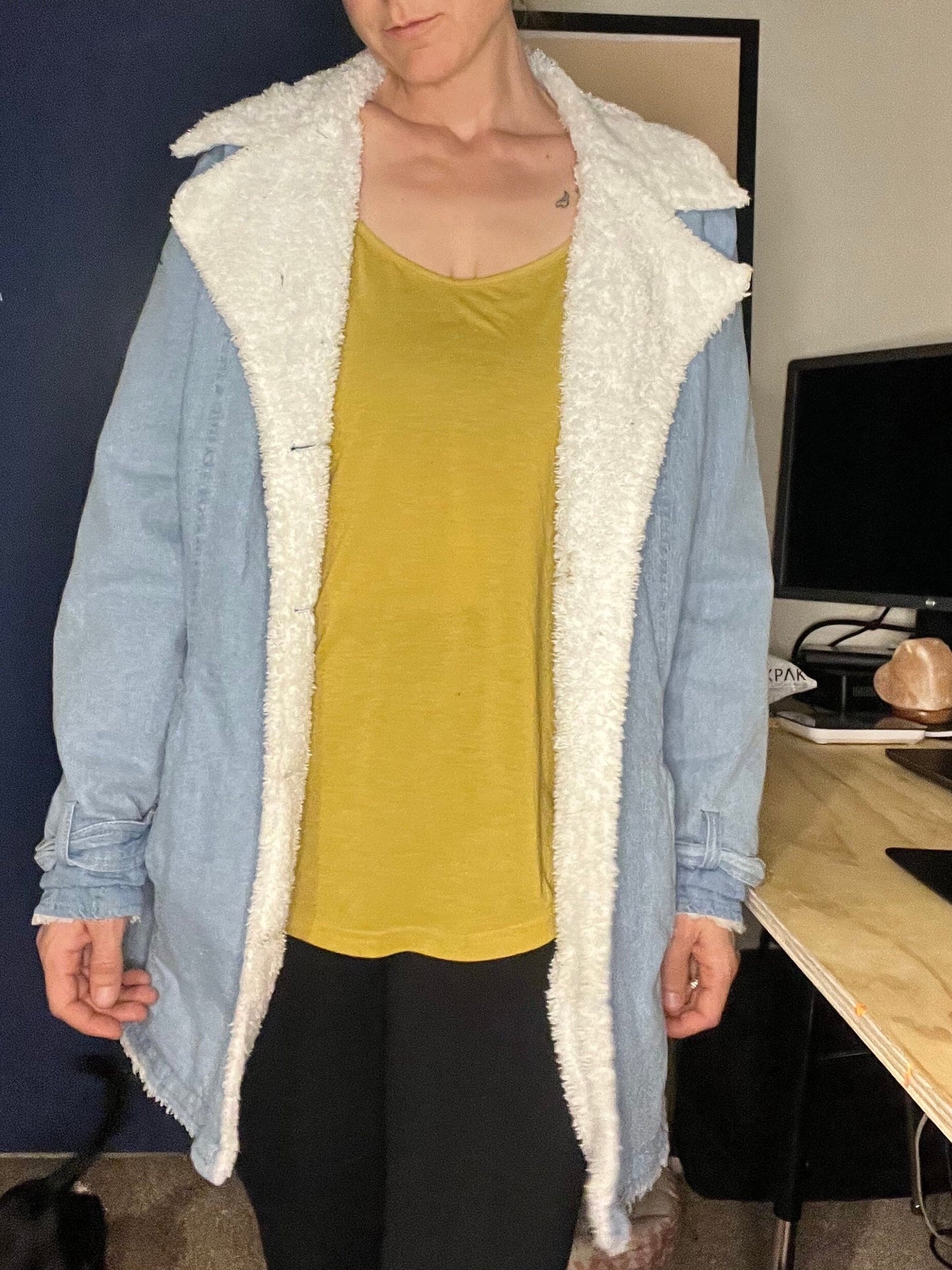 Wild West Upcycled Sherpa Lined Long Denim Jacket