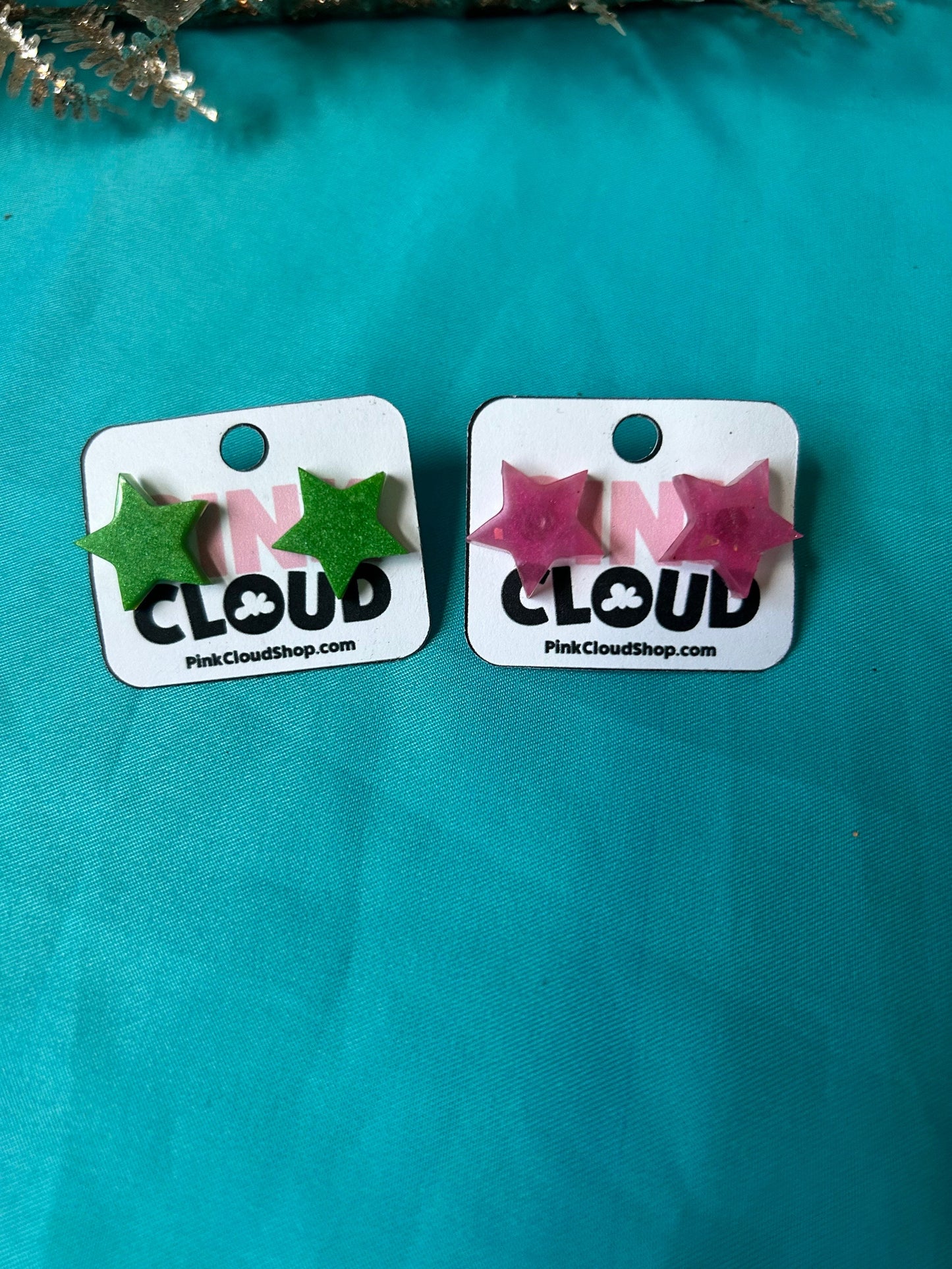 Small glitter resin star earrings stud earrings cute post back holographic