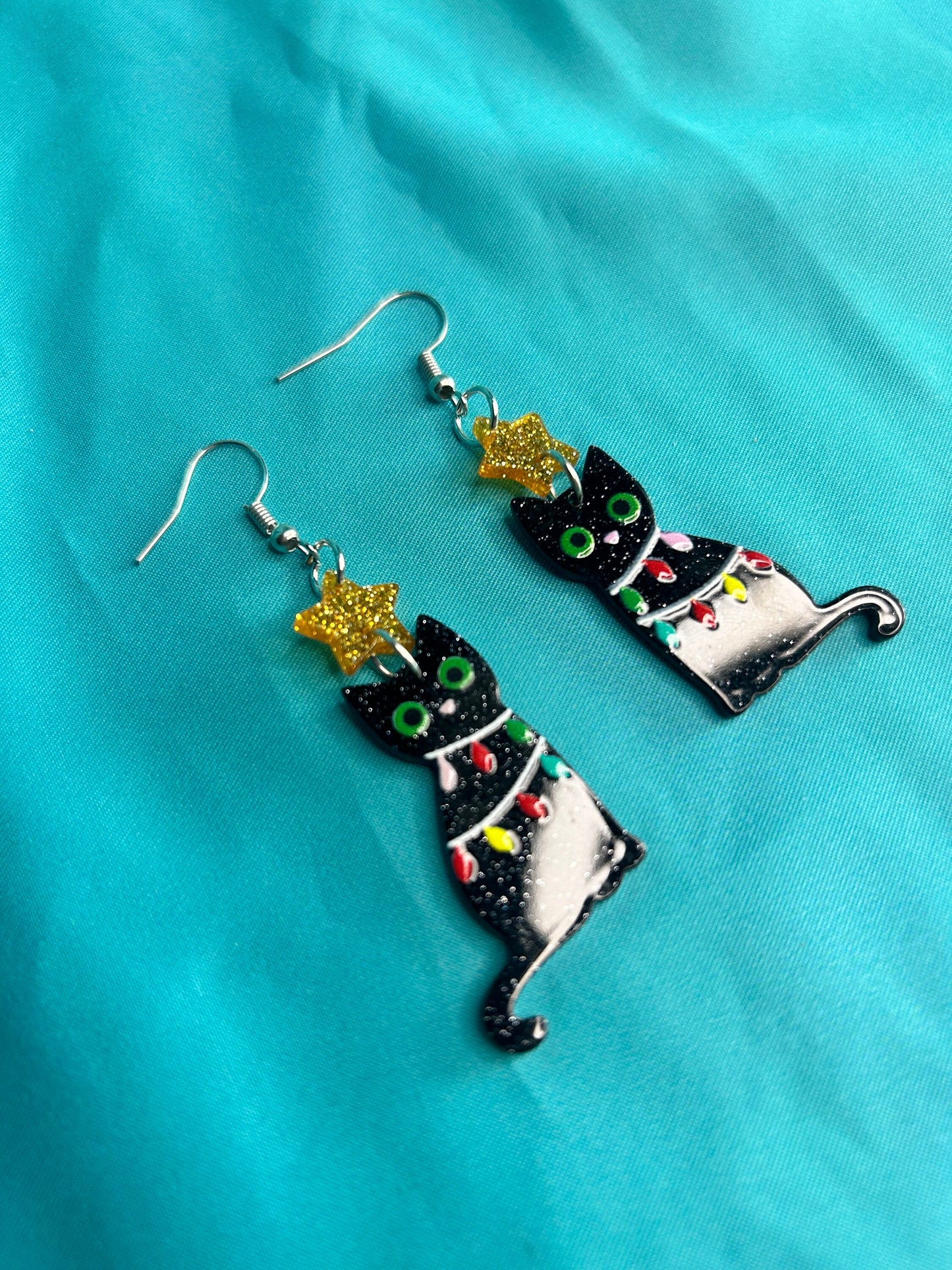 Weird Christmas Earrings | Gremlin | Disco Santa | Black Cat | Saguaros