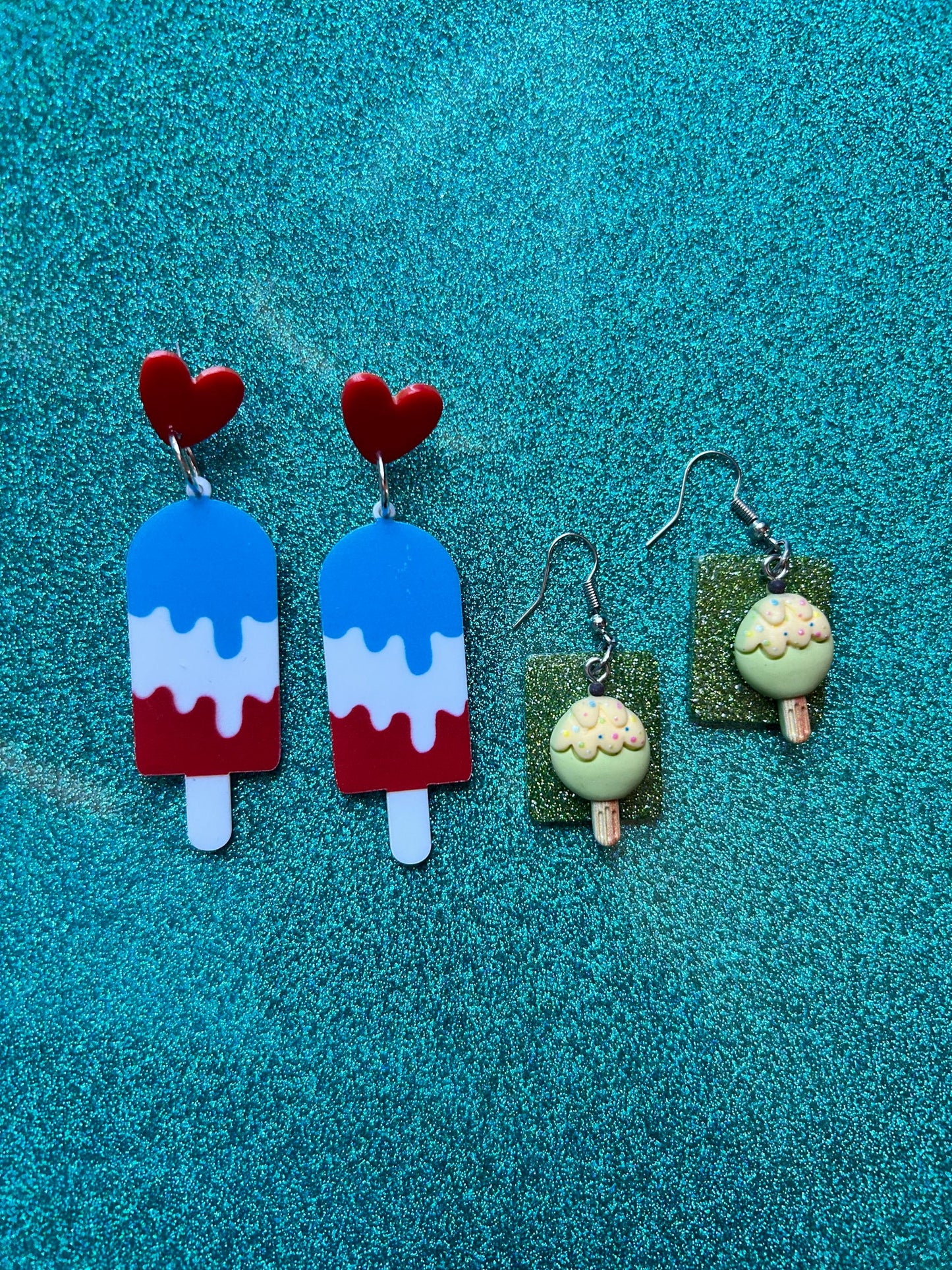 Sweet Treat Earrings | Choose Red White and Blue or Green