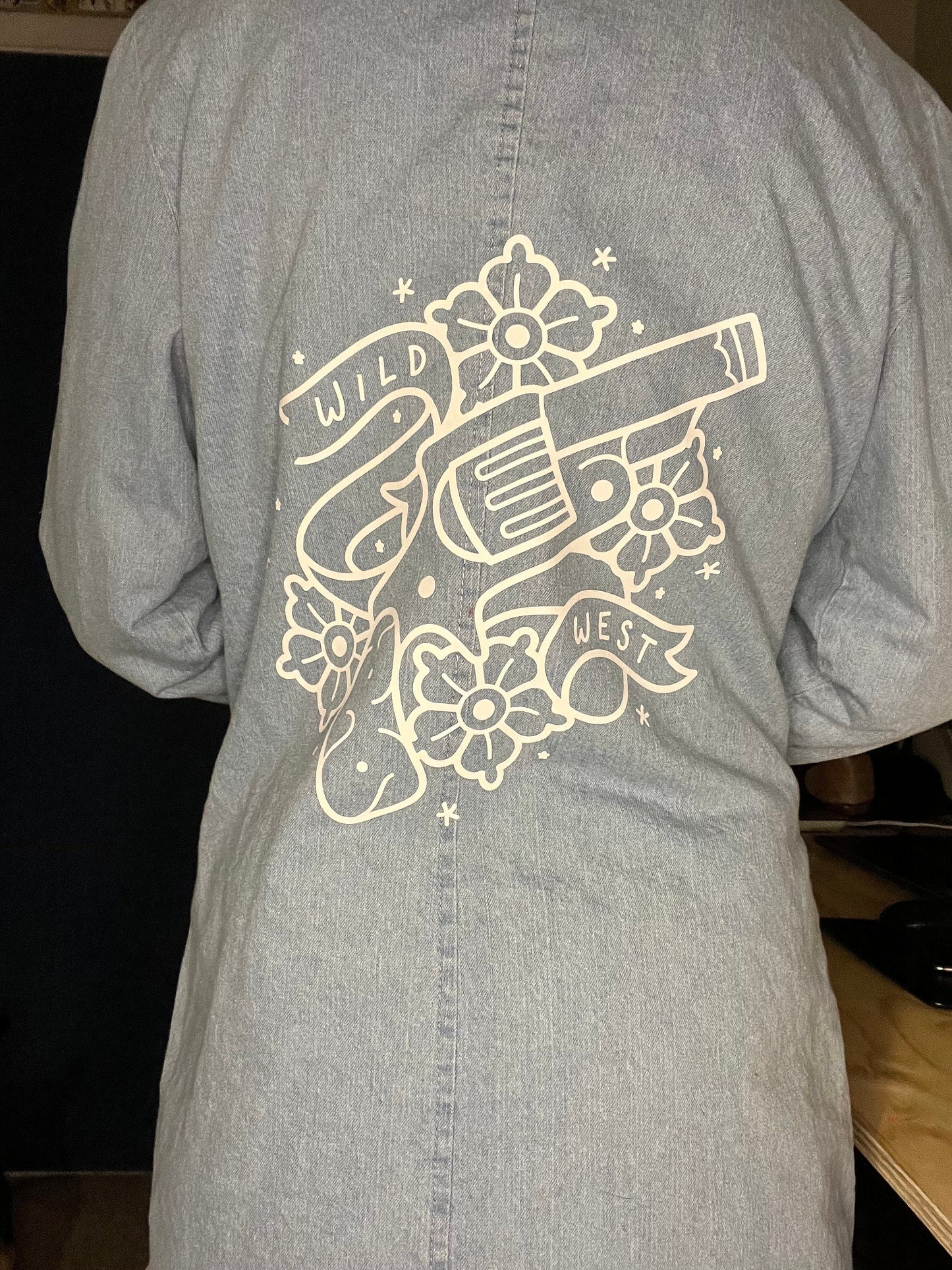 Wild West Upcycled Sherpa Lined Long Denim Jacket