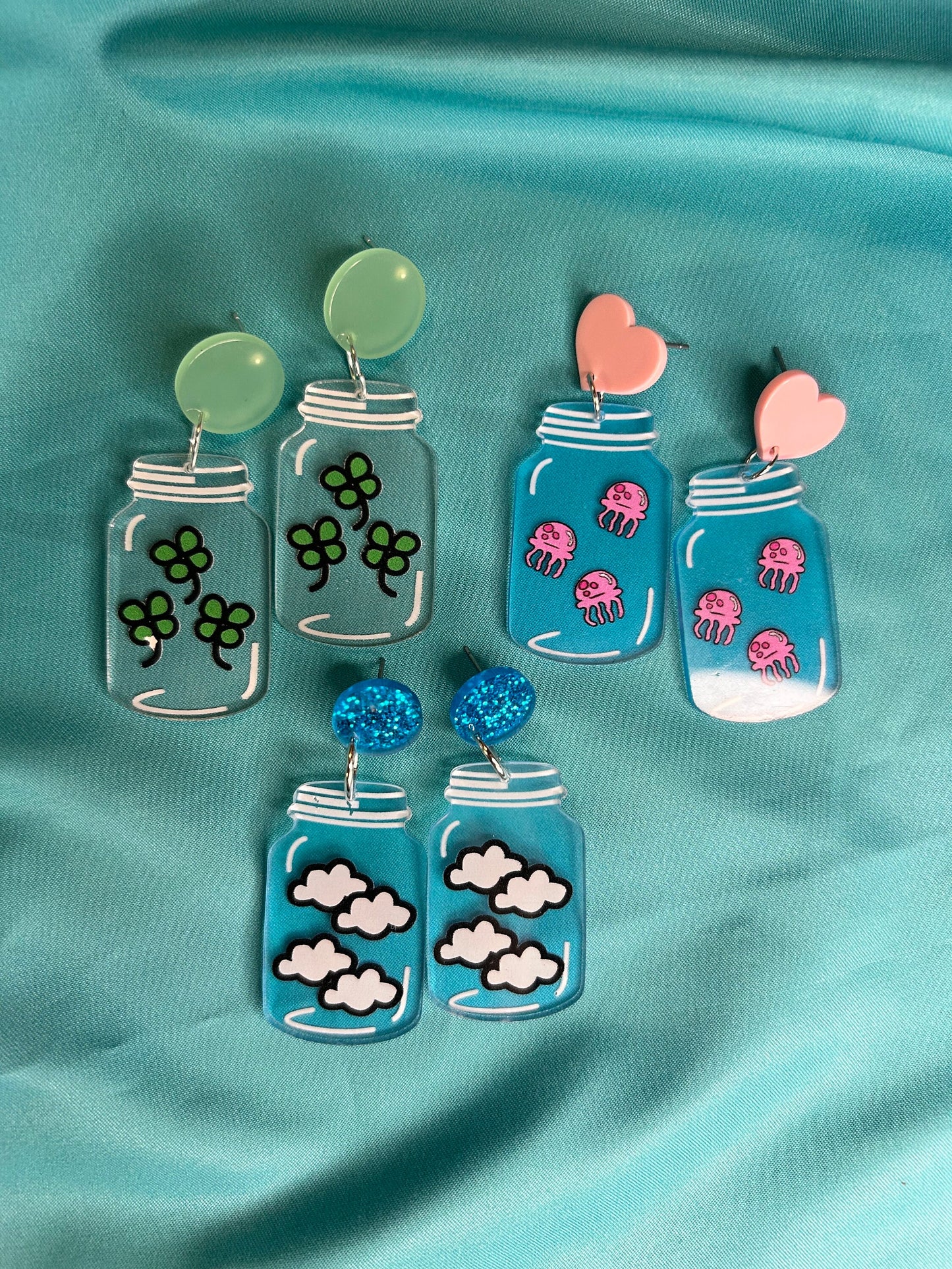 Jar Earrings | Clover, Cloud or Jellyfish Style