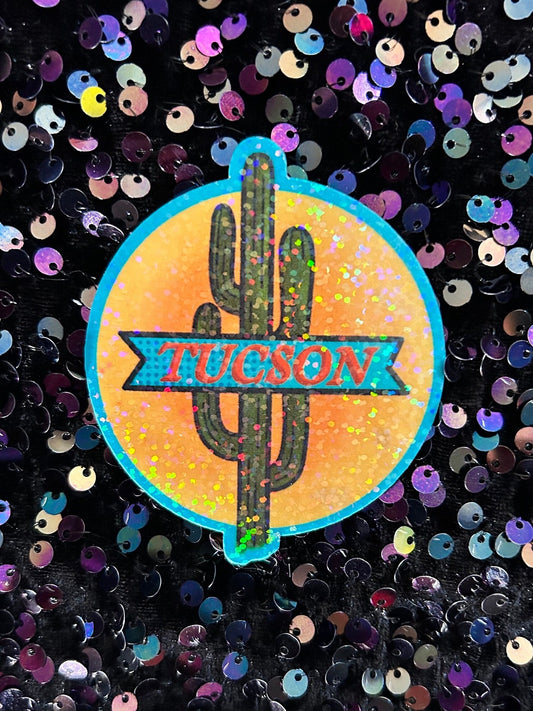 Tucson Banner Sticker with Saguaro Cactus