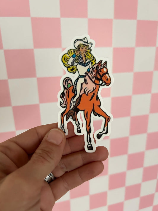 Cowboy Barbie with Horse Sticker | Choose Your Finish