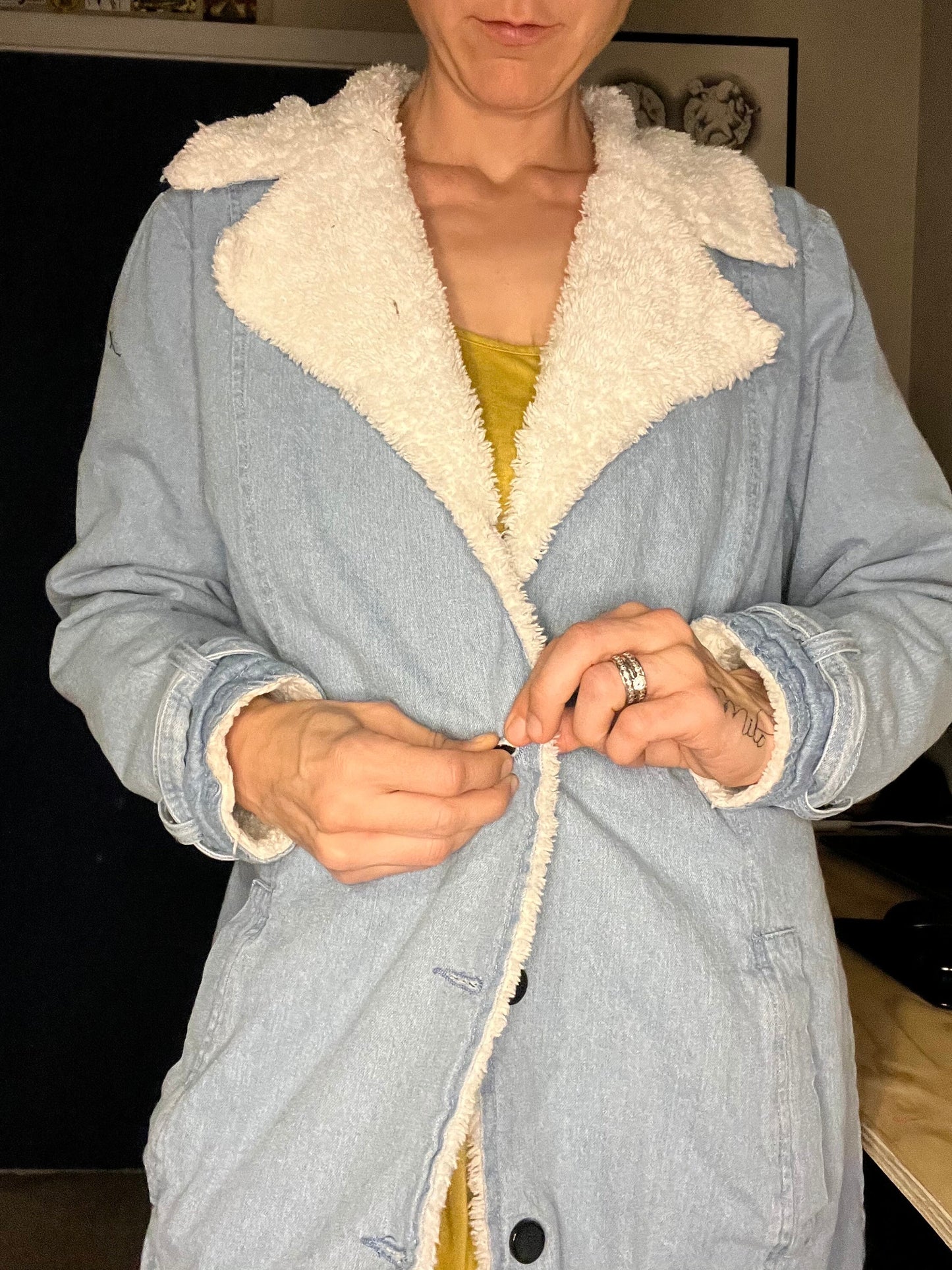 Wild West Upcycled Sherpa Lined Long Denim Jacket