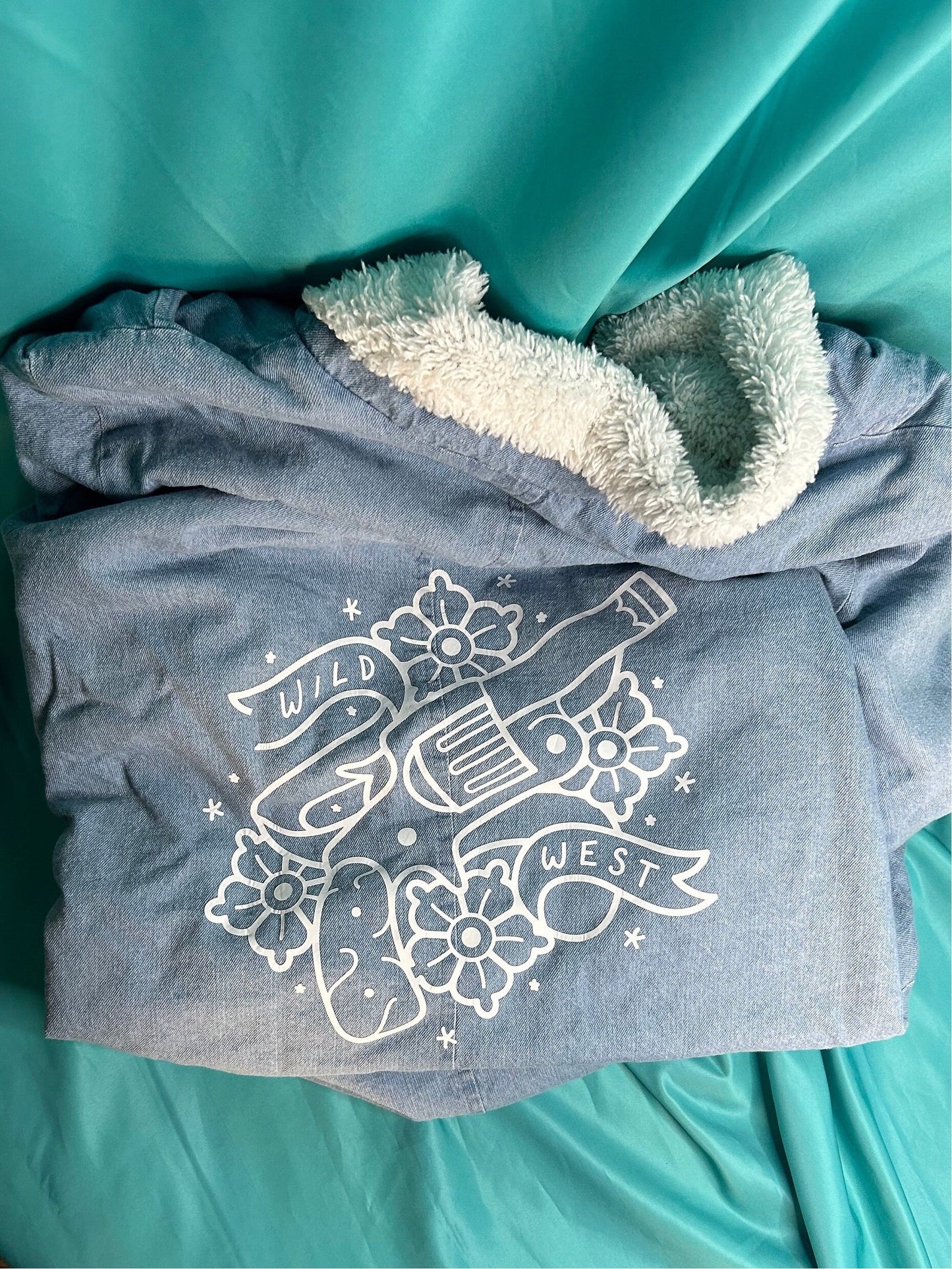 Wild West Upcycled Sherpa Lined Long Denim Jacket