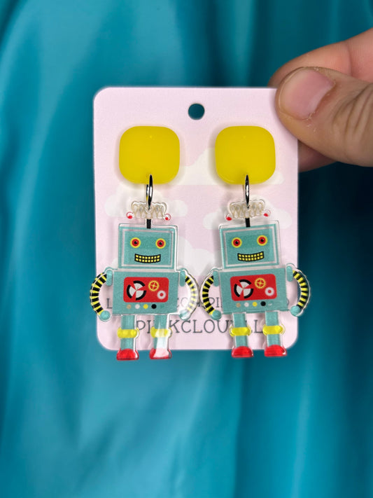 Smiling Robot Earrings | Pushbacks or Lever backs