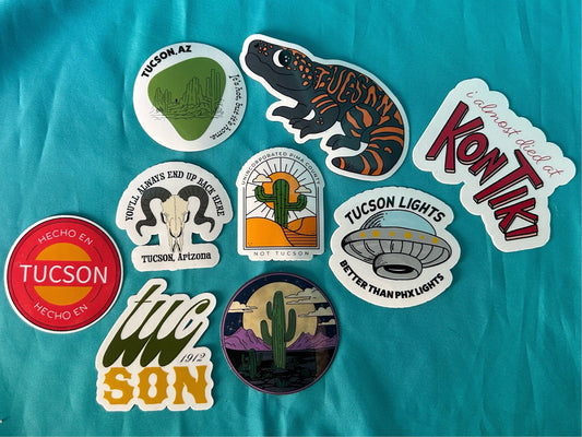 Arizona Sticker Pack of 10 | 3”| finish, designs vary - handdrawn, handprinted stickers in original designs