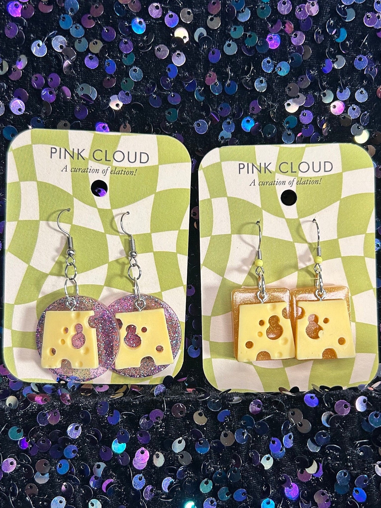 Swiss Cheese Earrings | Gold or Purple