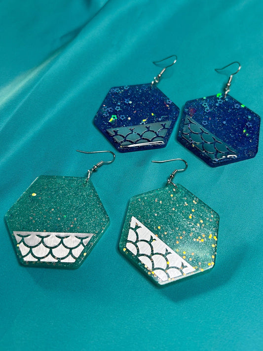 Mermaid Earrings | Choose Your Color | Teal or Blue