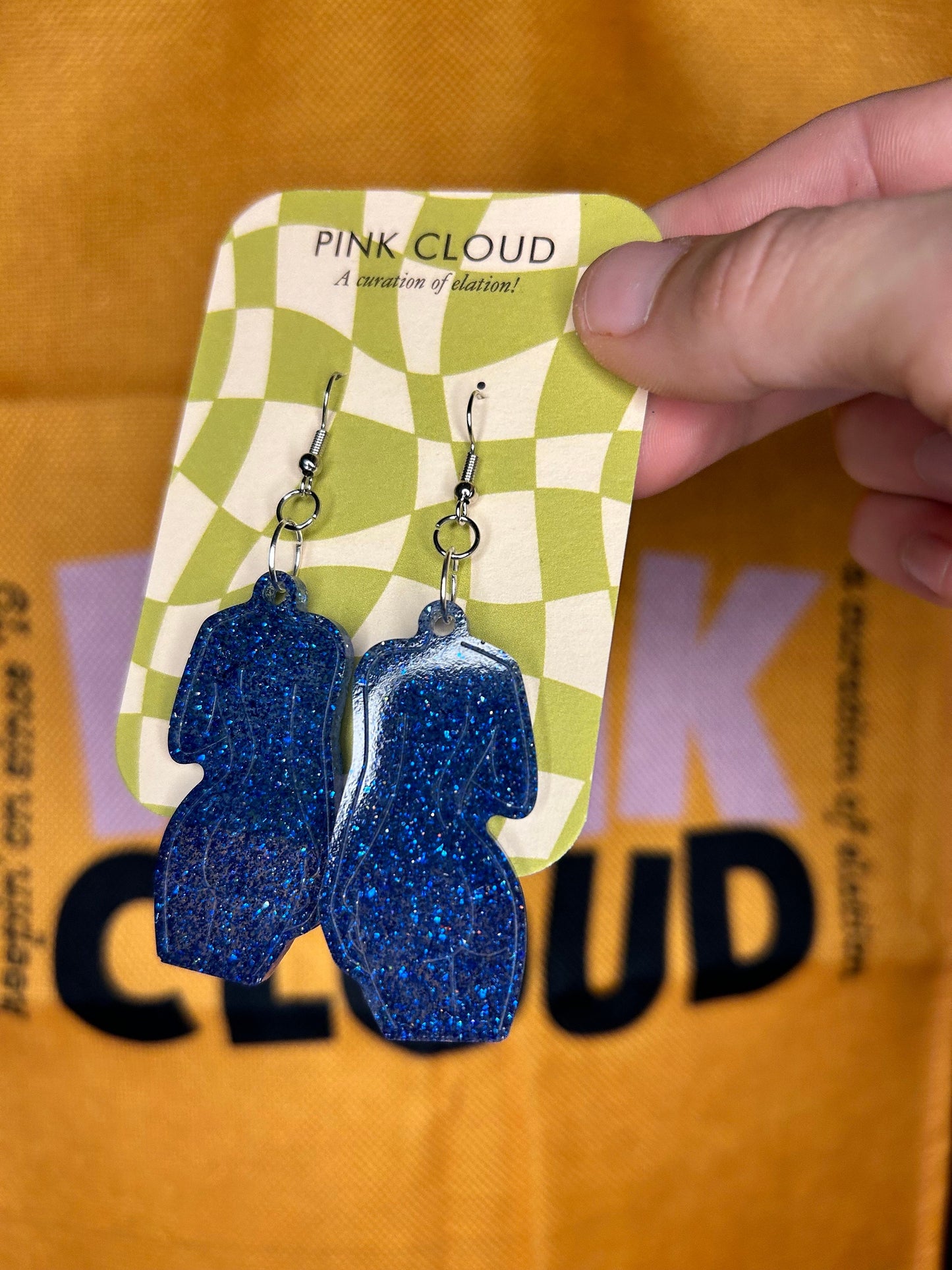 The Body Beautiful Earrings | peach, blue, purple, olive | holographic glitter curvy female body in resin with silver hooks