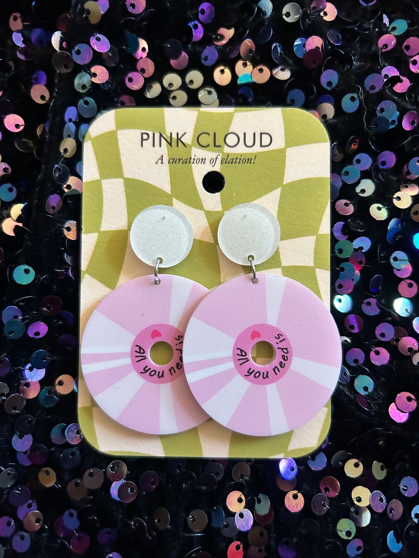 Vinyl Record Earrings | Choose Your Style | Blue, Gold or Pink